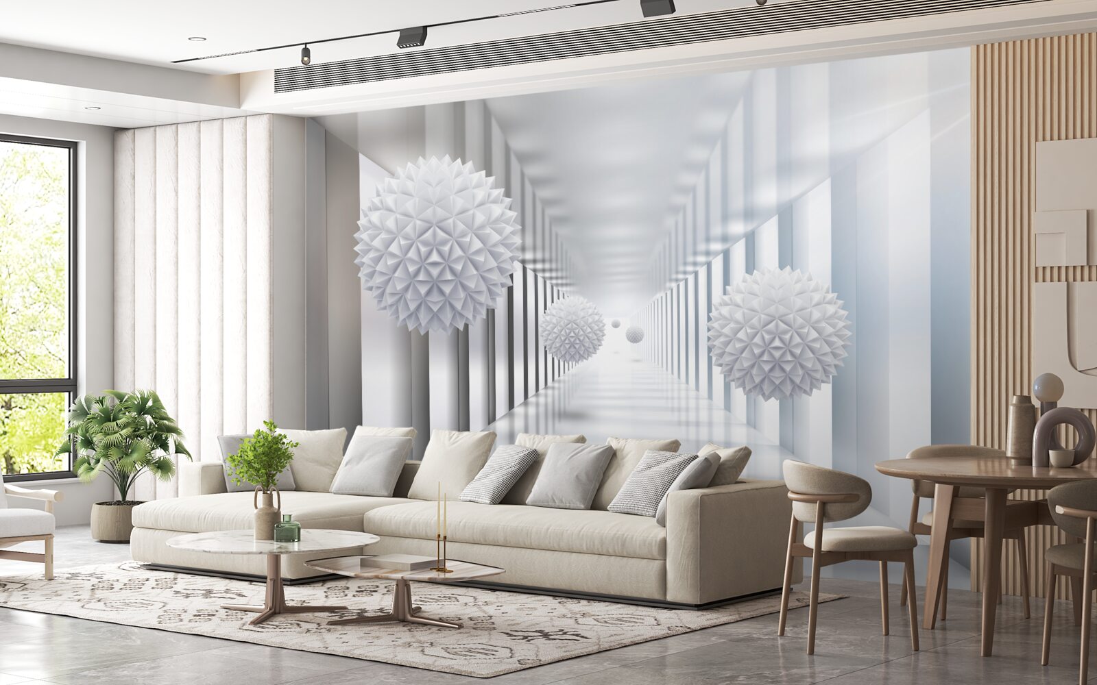 Fototapeta prostokątny tunel i kula w głębi perspektywy