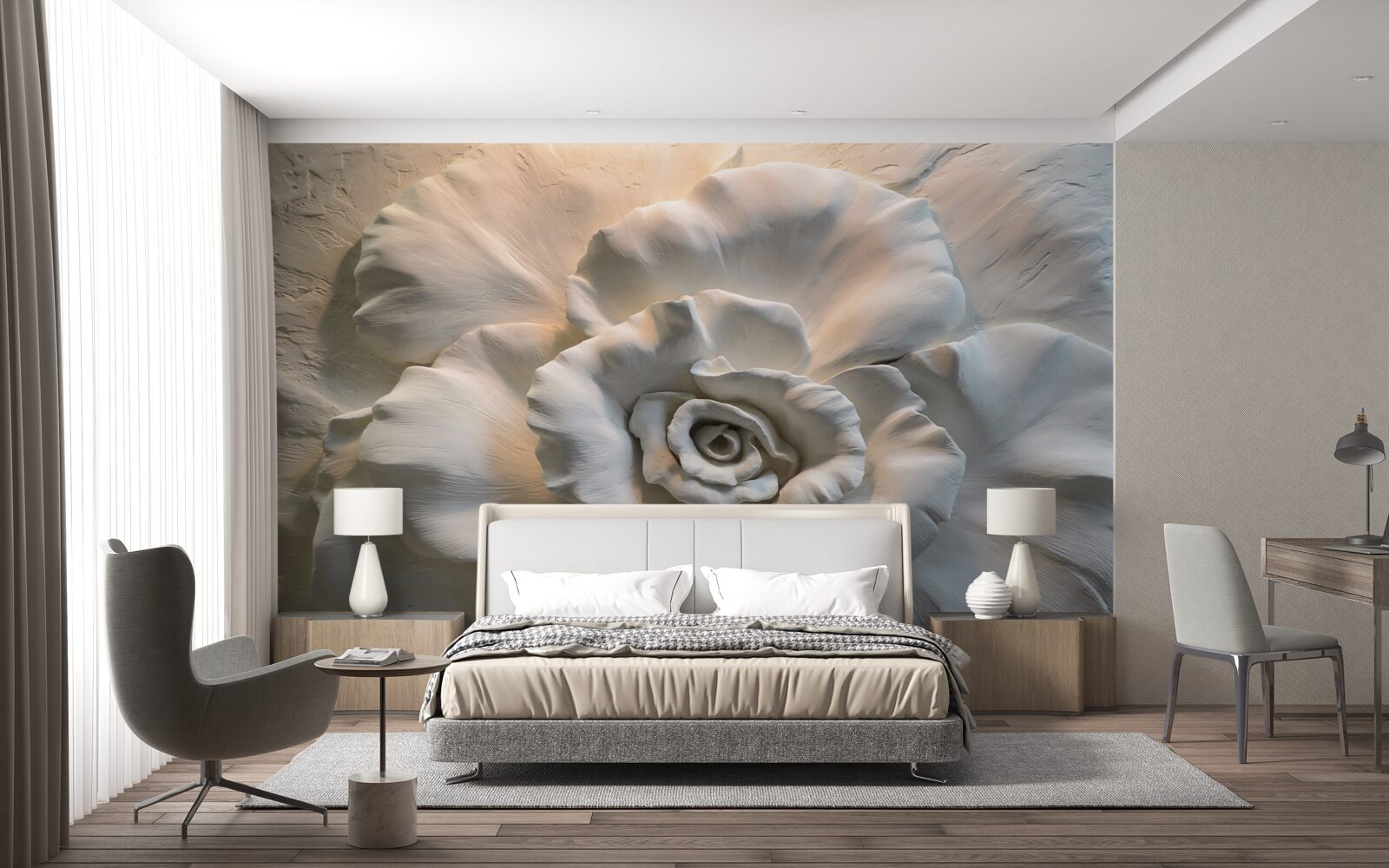 Fototapeta bliskie ujęcie ogromnej białej róży