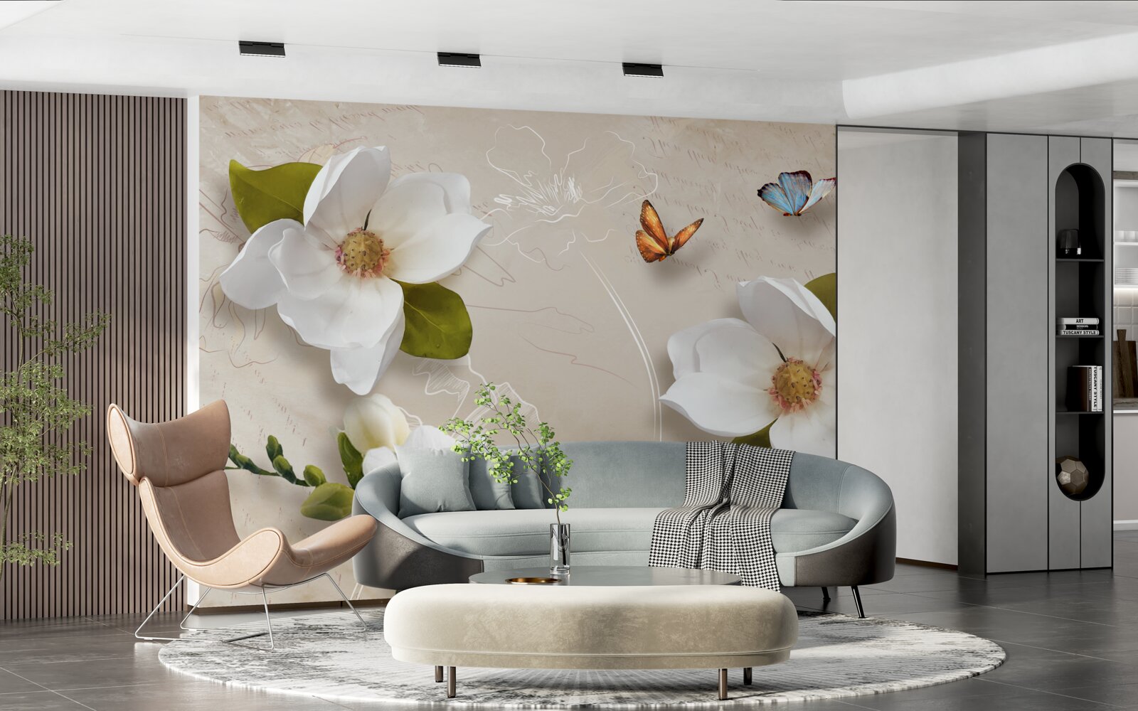 Fototapeta letnie lotosy są białe i ozdobione motylami