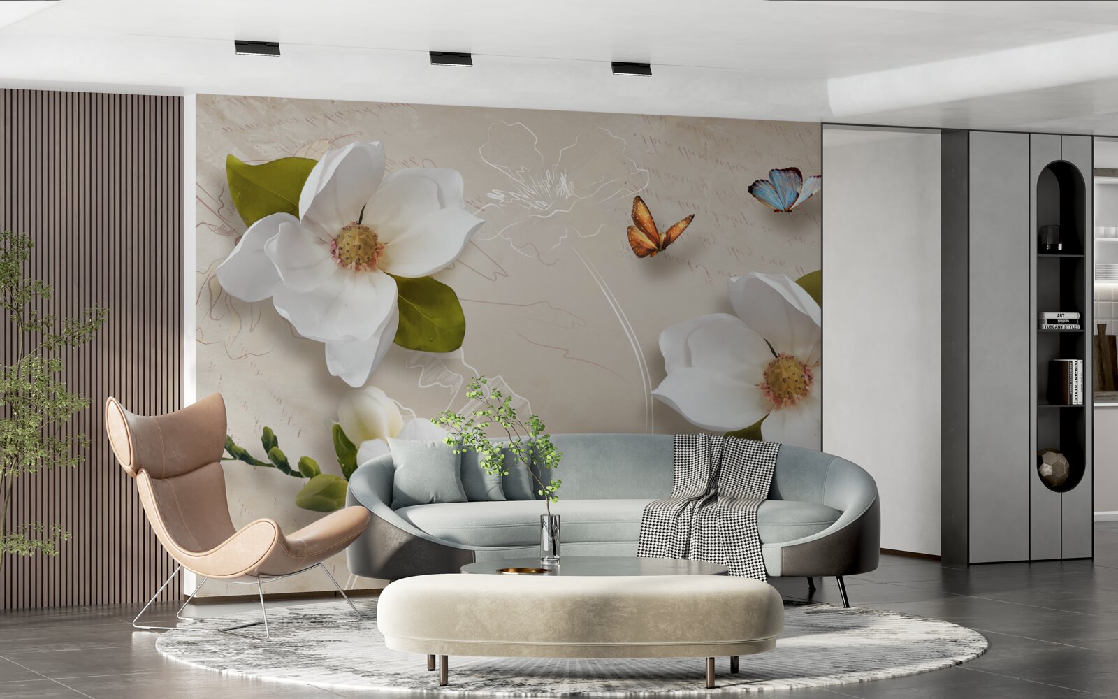 Fototapeta letnie lotosy są białe i ozdobione motylami