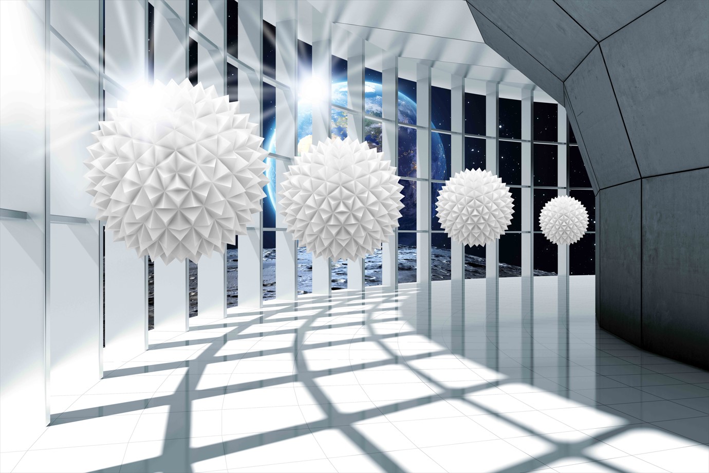 Fototapeta ziemia na tle kul zagłębiających się w perspektywę