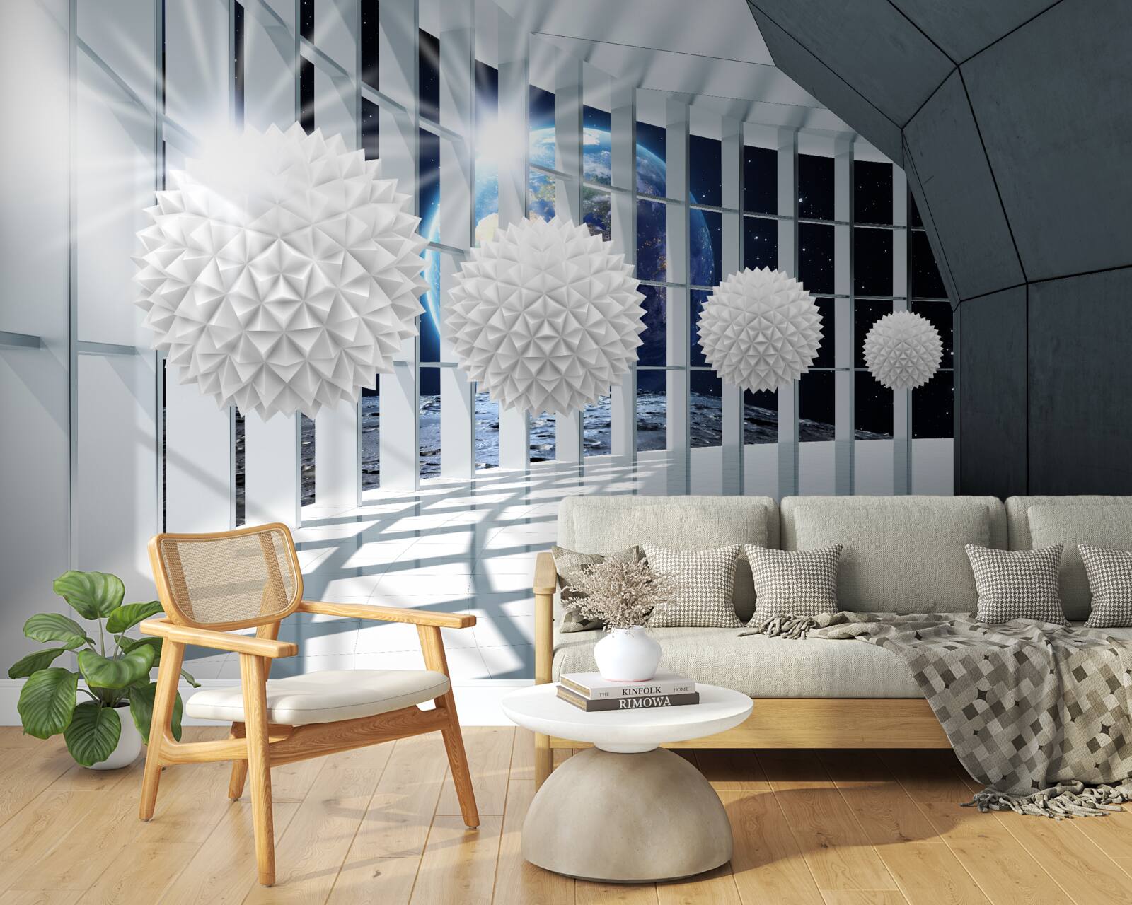 Fototapeta ziemia na tle kul zagłębiających się w perspektywę