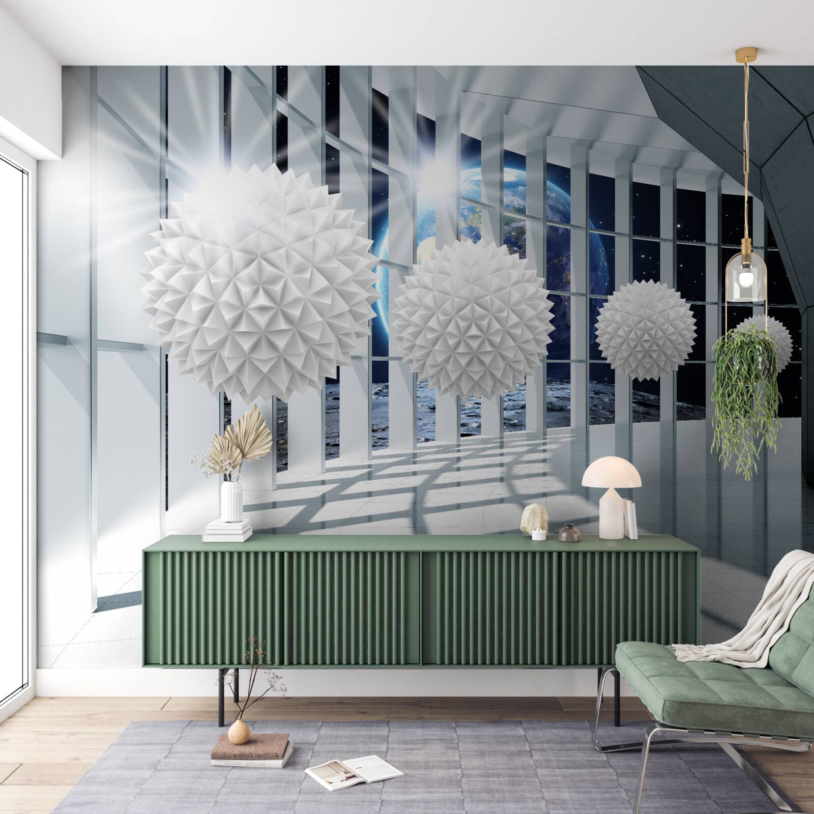 Fototapeta ziemia na tle kul zagłębiających się w perspektywę