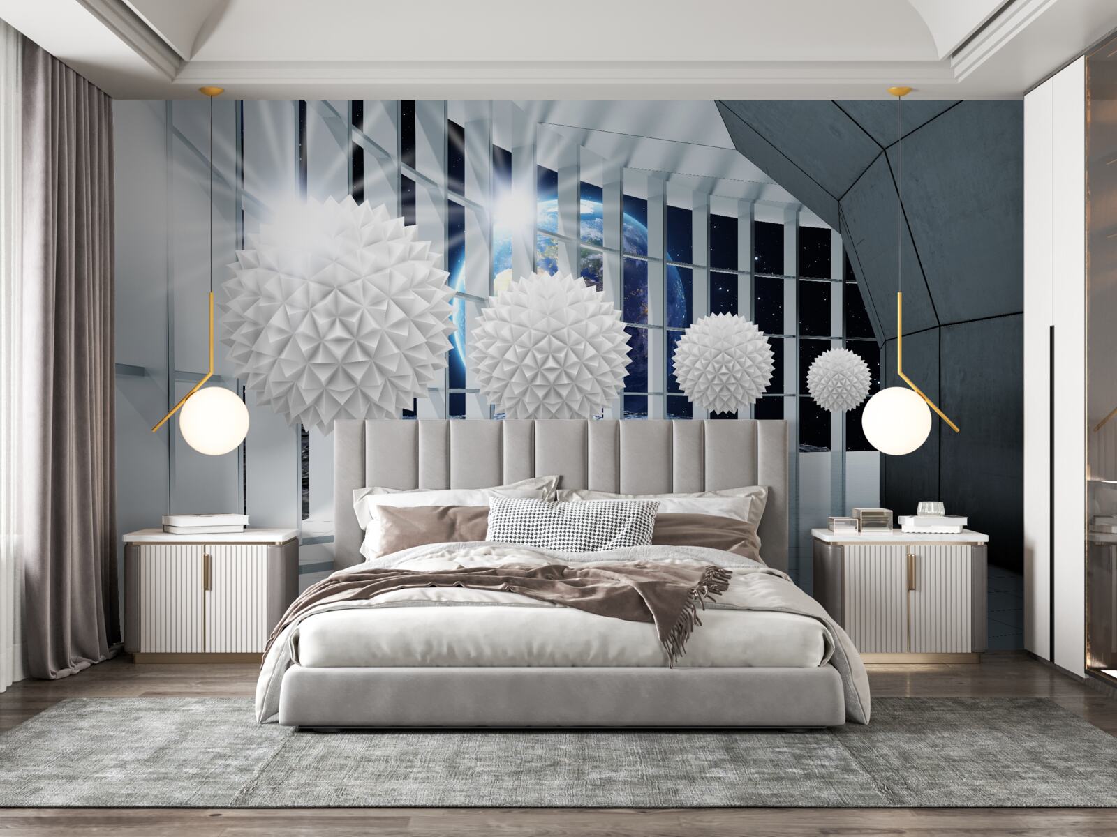 Fototapeta ziemia na tle kul zagłębiających się w perspektywę