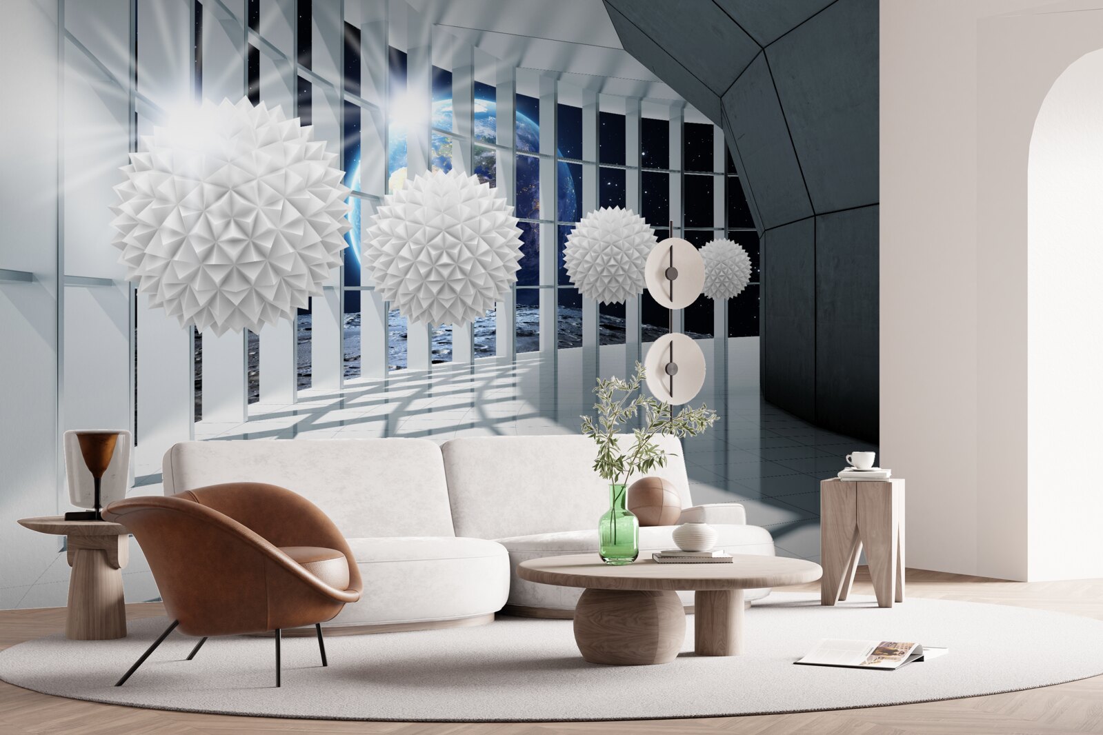 Fototapeta ziemia na tle kul zagłębiających się w perspektywę