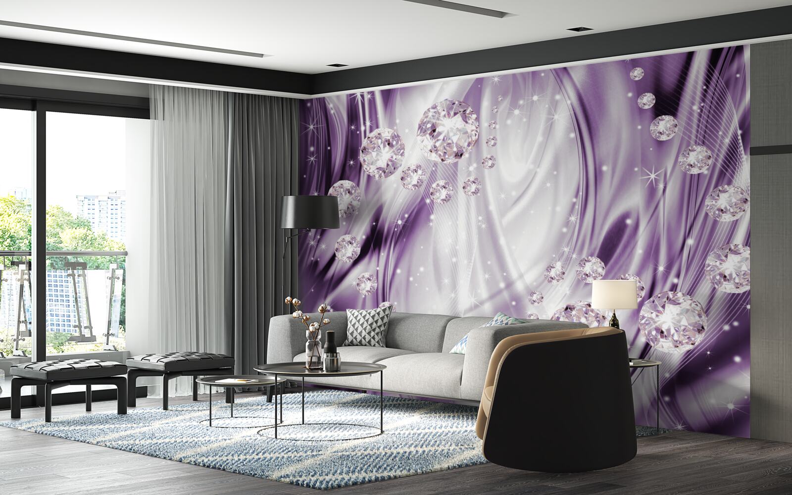 Fototapeta kamienie na tle lawendowej równości