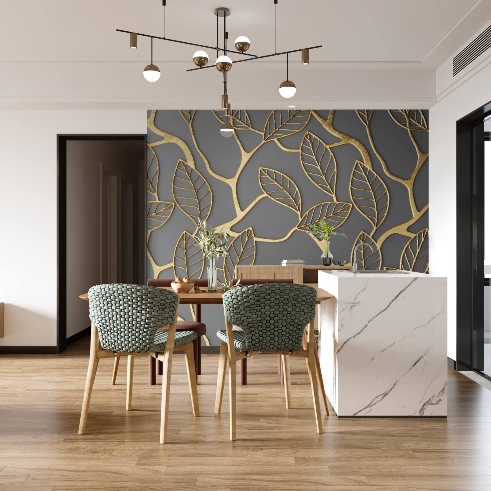 Fototapeta tekstura gałęzi i liści o brązowym odcieniu