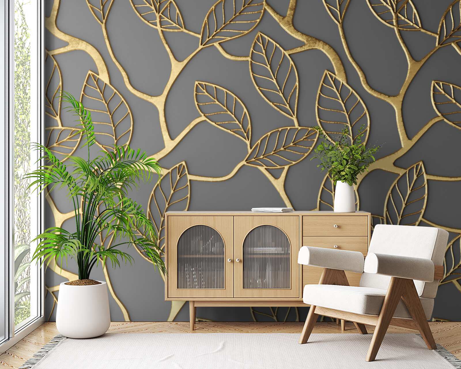 Fototapeta tekstura gałęzi i liści o brązowym odcieniu