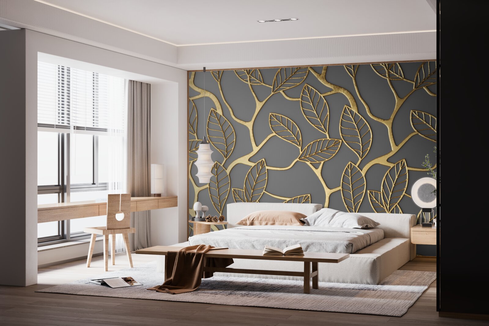 Fototapeta tekstura gałęzi i liści o brązowym odcieniu