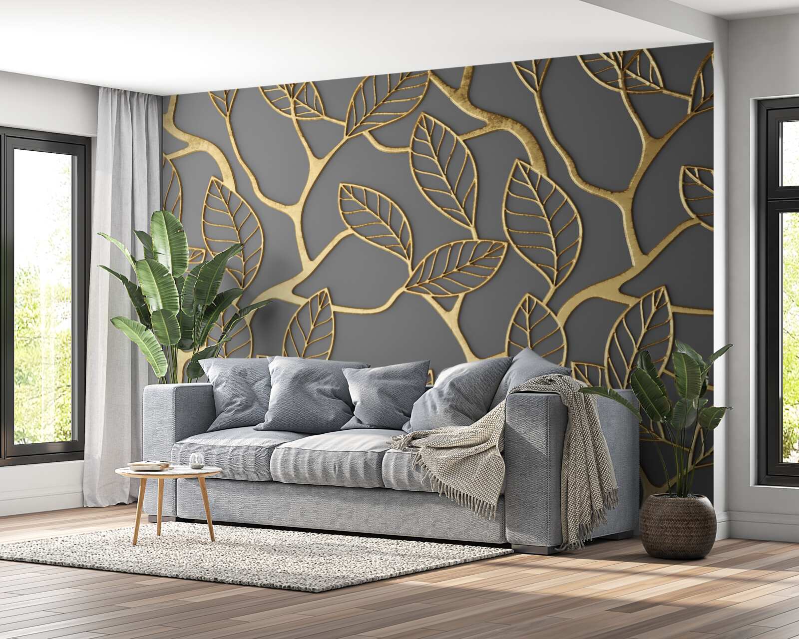 Fototapeta tekstura gałęzi i liści o brązowym odcieniu