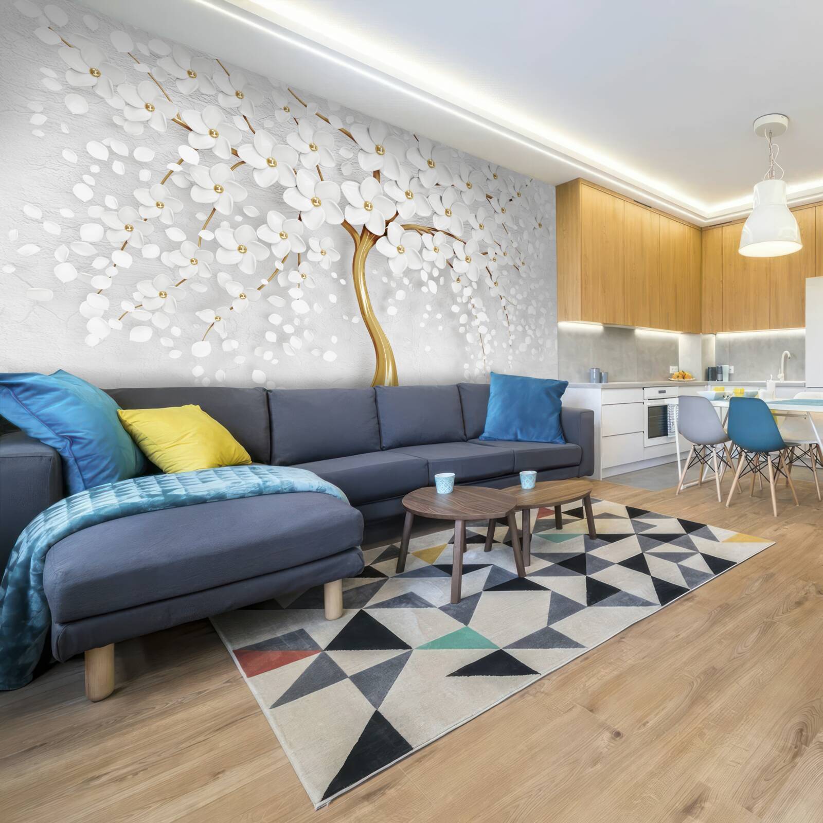 Fototapeta białe kwitnące drzewo z małymi kwiatami