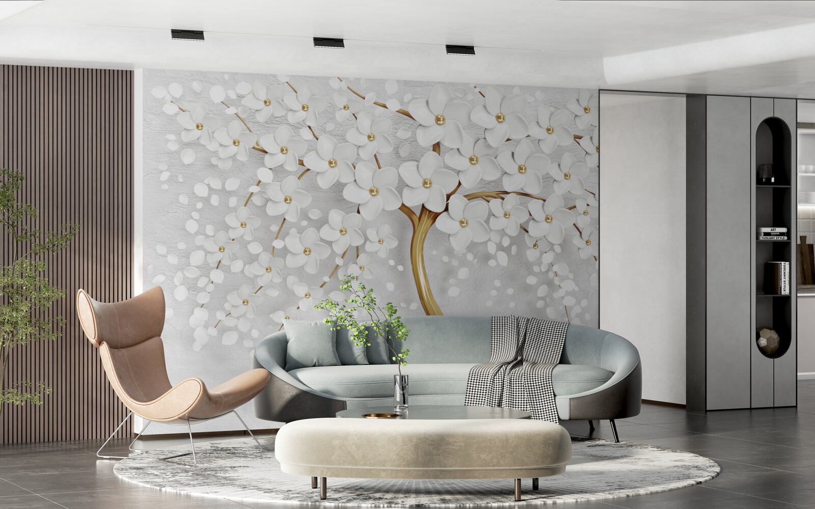 Fototapeta białe kwitnące drzewo z małymi kwiatami