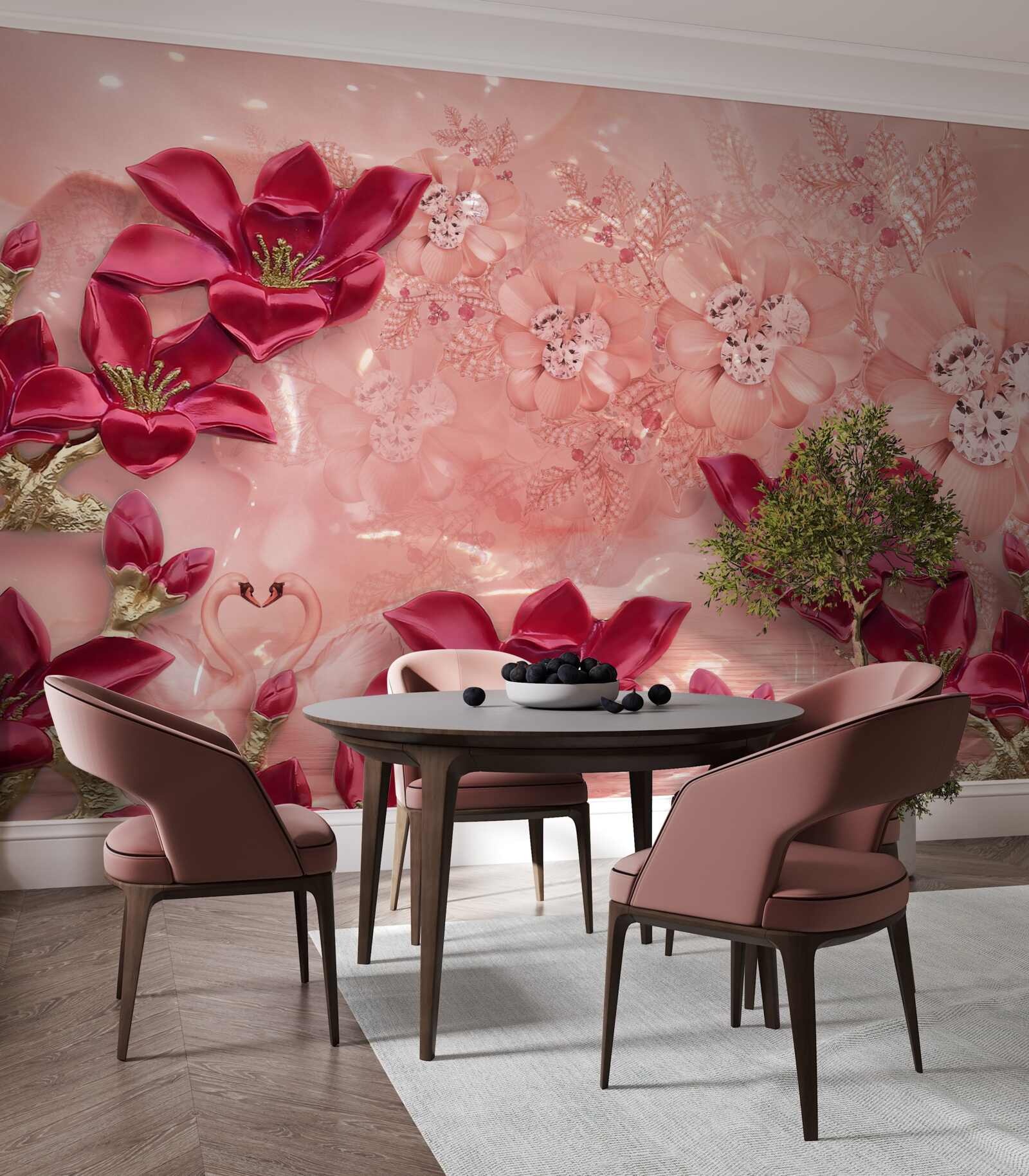 Fototapeta kolory to czerwony na różowym jedwabiu