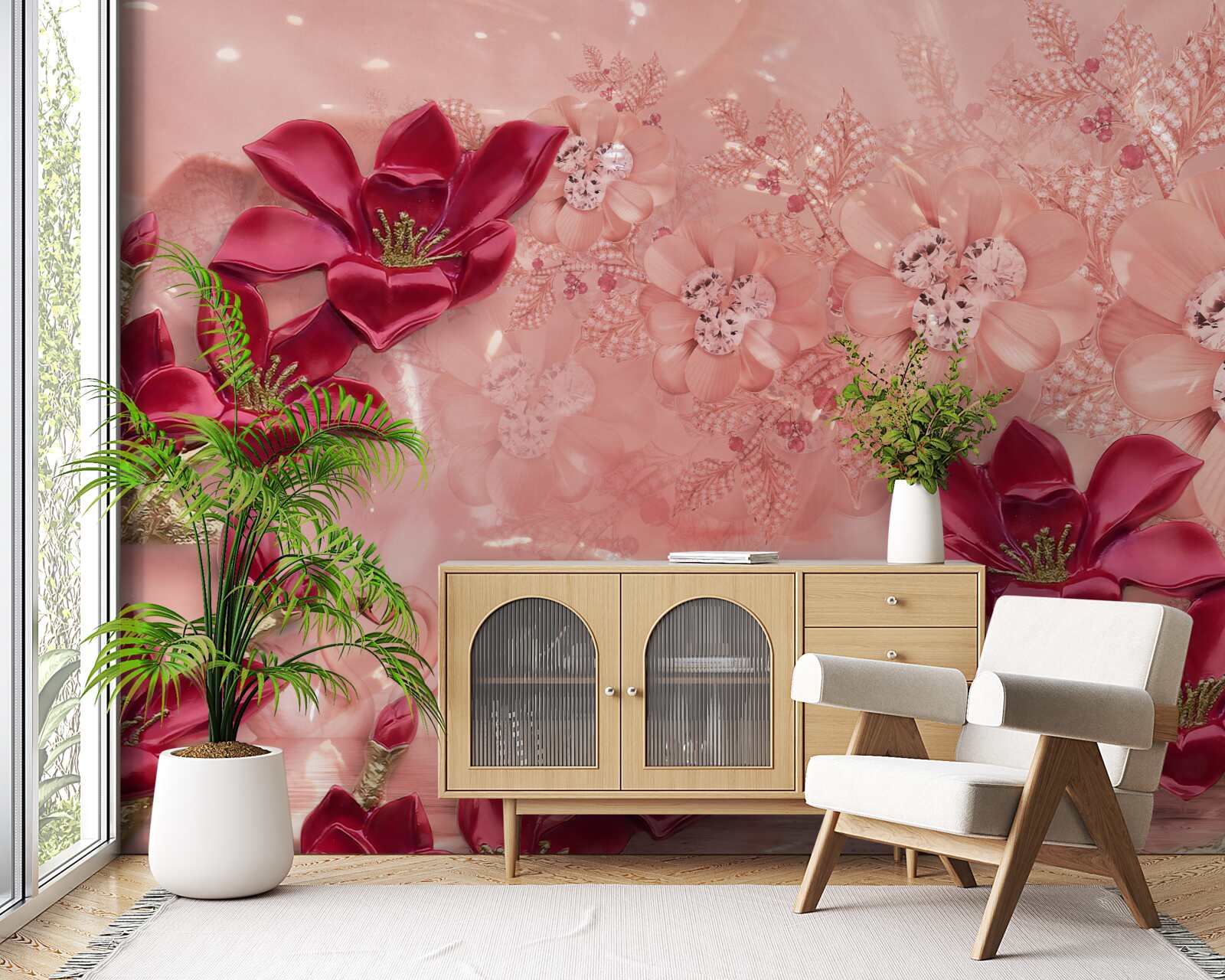 Fototapeta kolory to czerwony na różowym jedwabiu