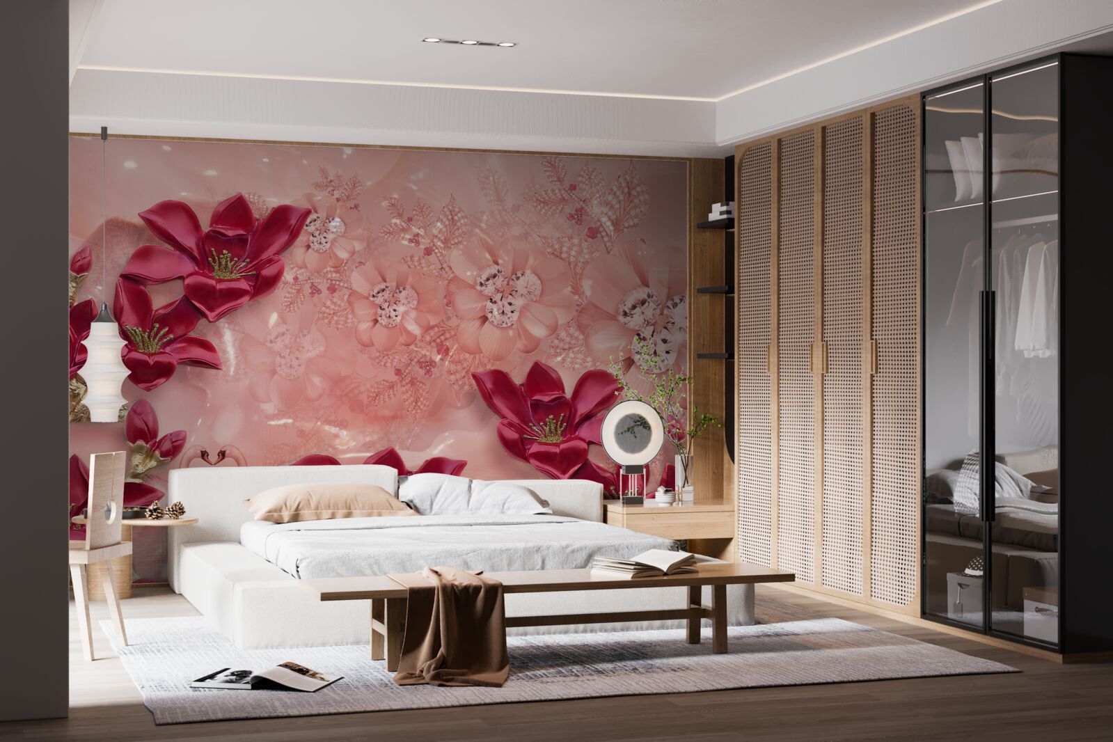 Fototapeta kolory to czerwony na różowym jedwabiu