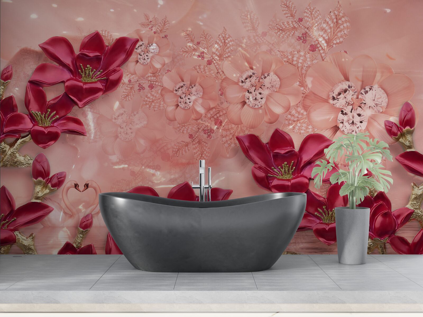 Fototapeta kolory to czerwony na różowym jedwabiu