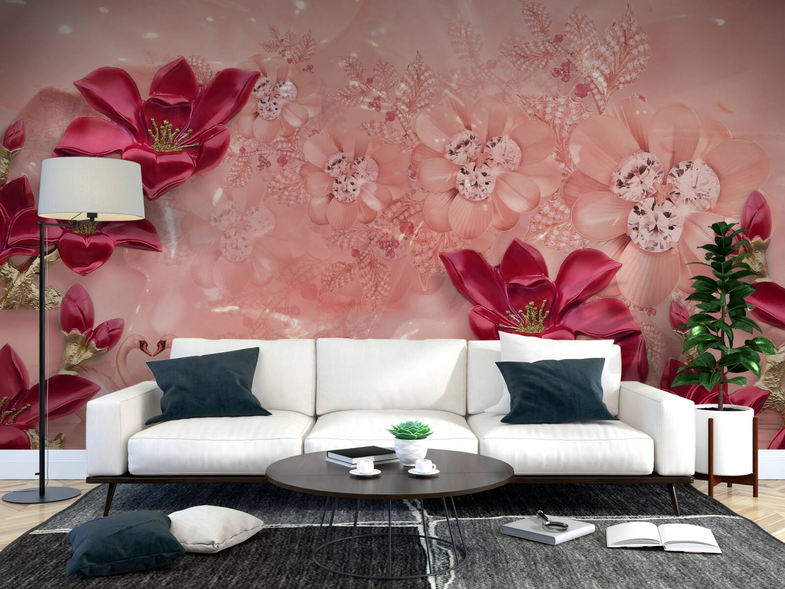 Fototapeta kolory to czerwony na różowym jedwabiu