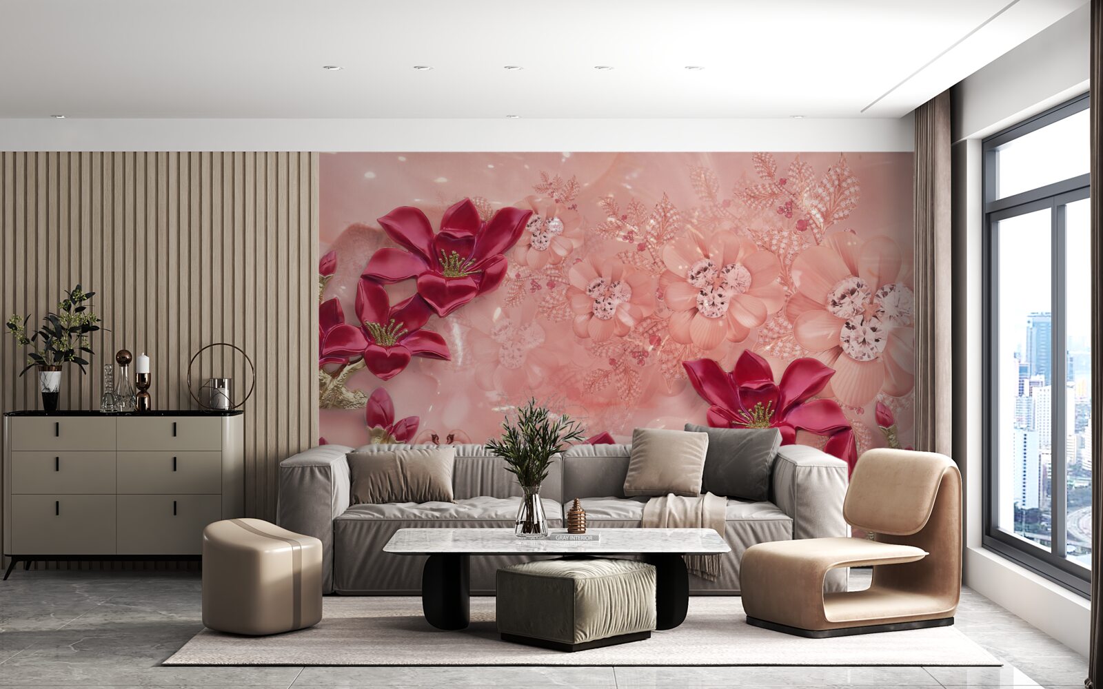 Fototapeta kolory to czerwony na różowym jedwabiu