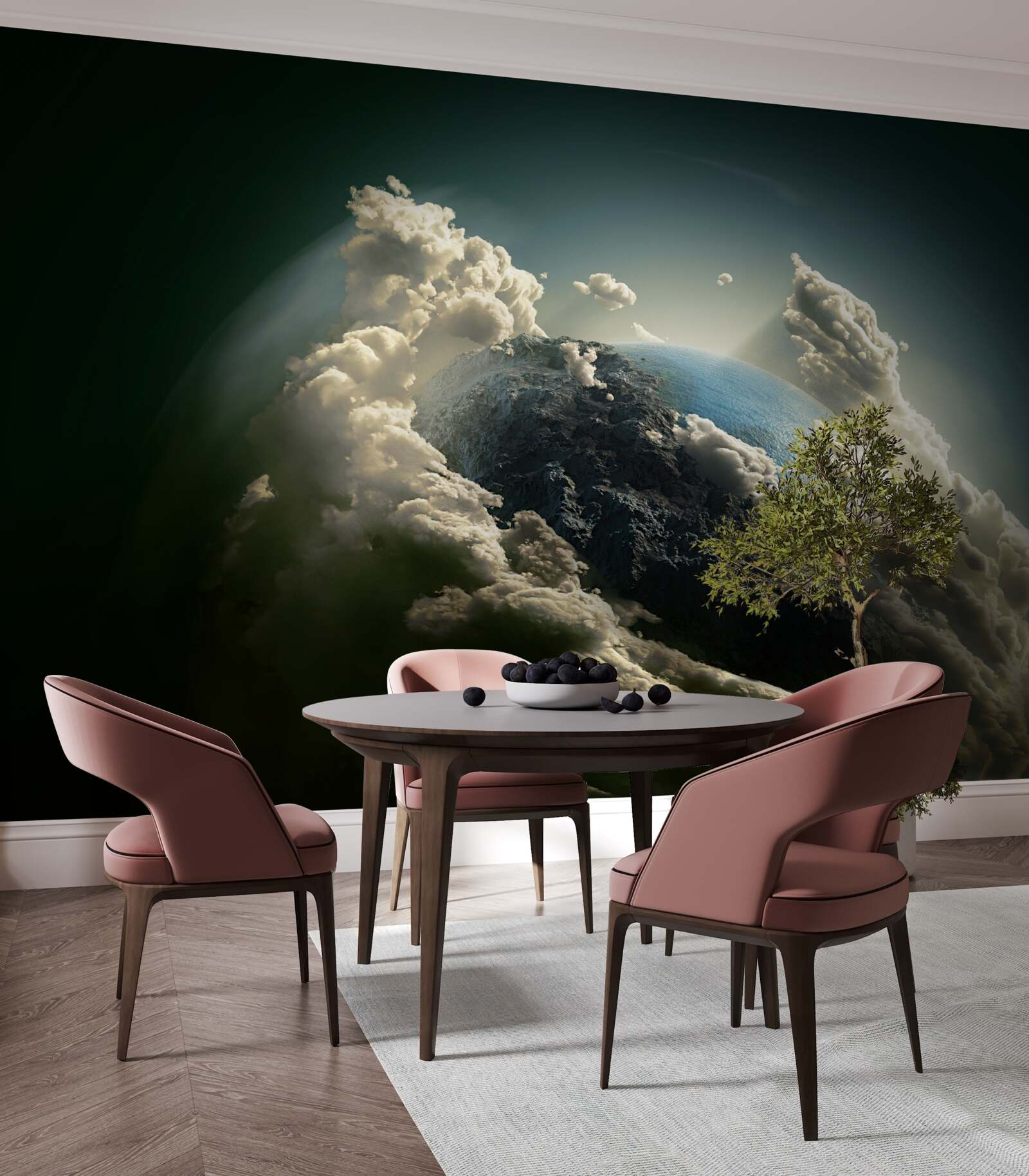 Fototapeta ziemia przebija się przez pokrywę chmur