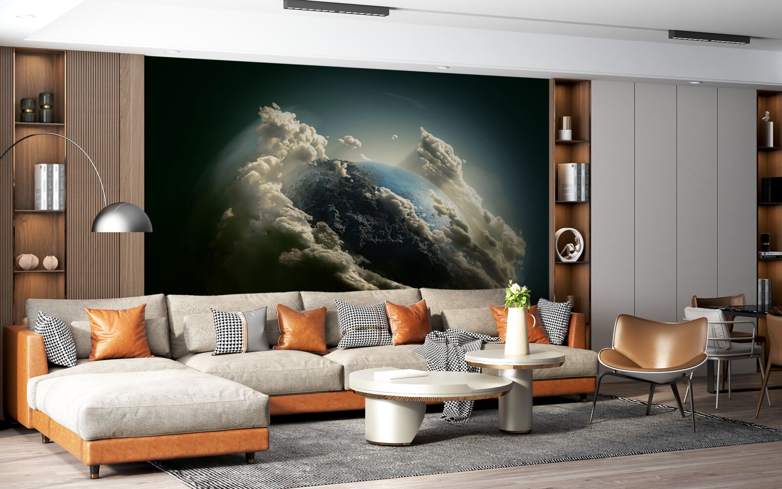 Fototapeta ziemia przebija się przez pokrywę chmur