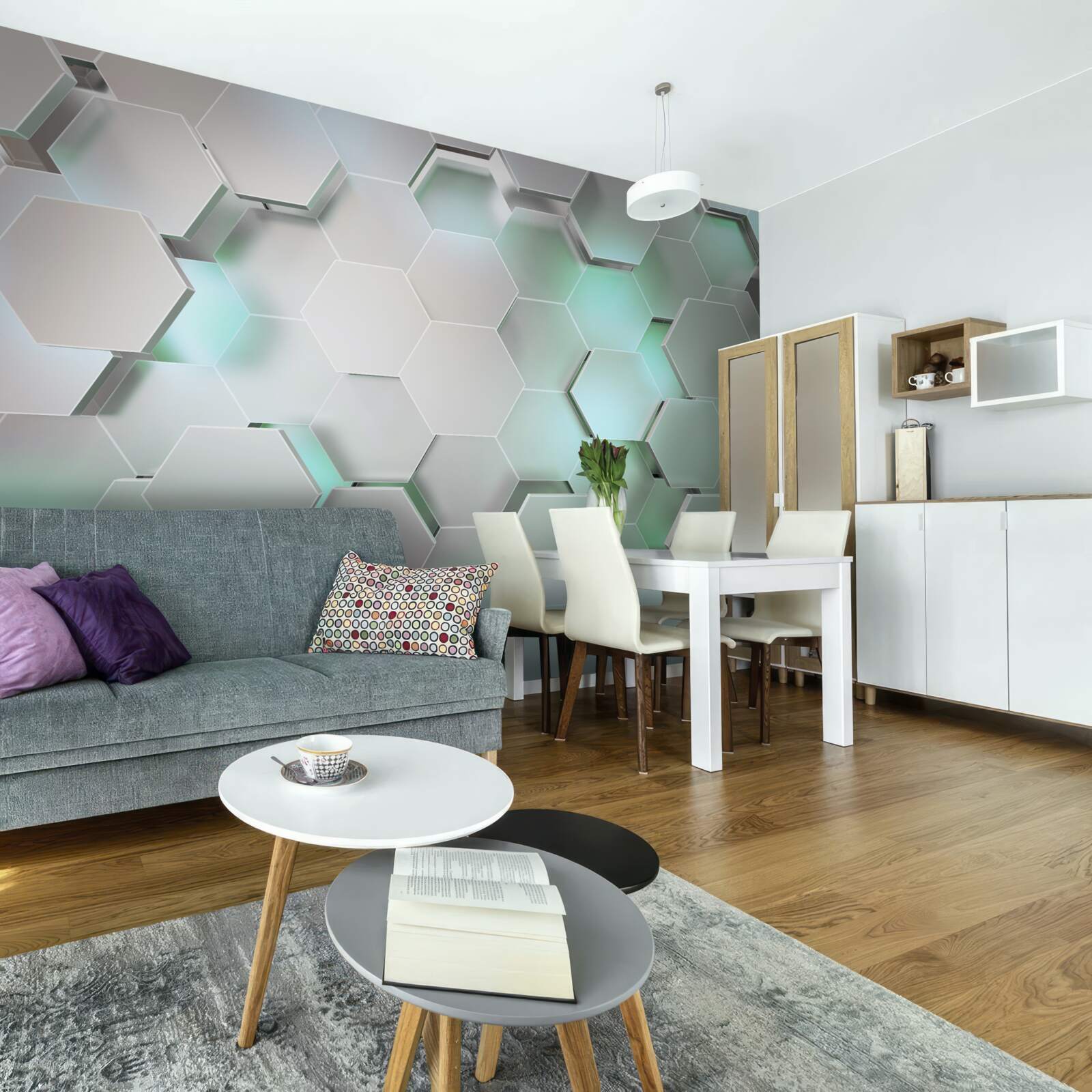 Fototapeta komórki sześciokątne z efektem świetlnym