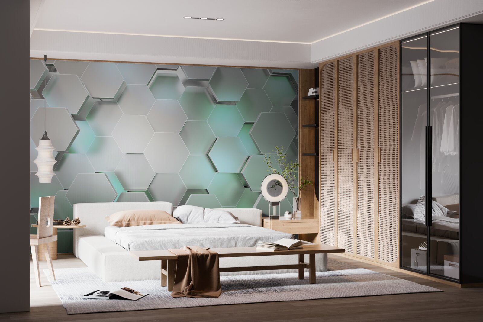 Fototapeta komórki sześciokątne z efektem świetlnym