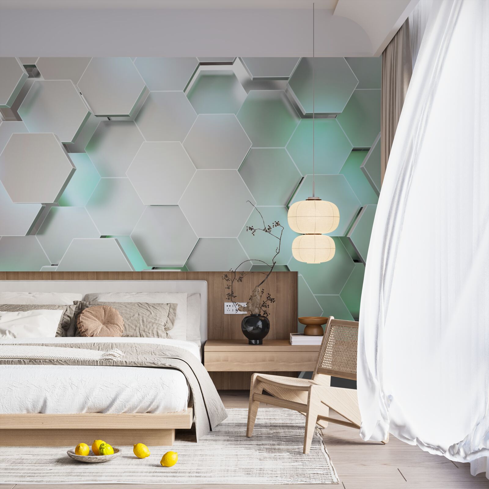 Fototapeta komórki sześciokątne z efektem świetlnym