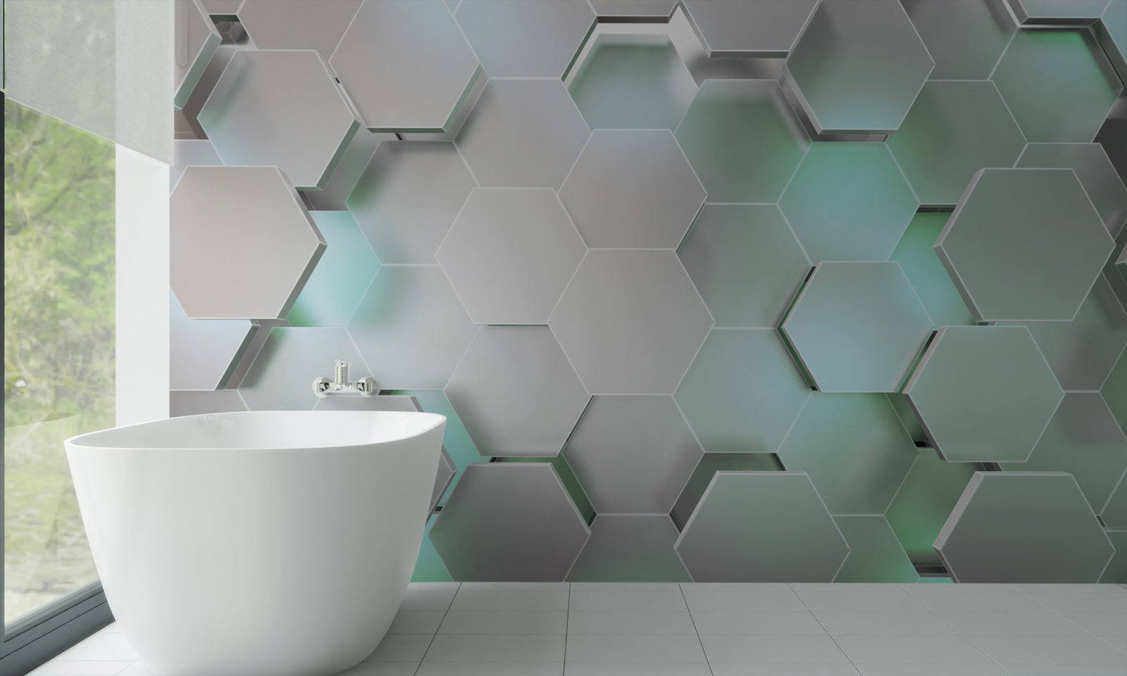 Fototapeta komórki sześciokątne z efektem świetlnym