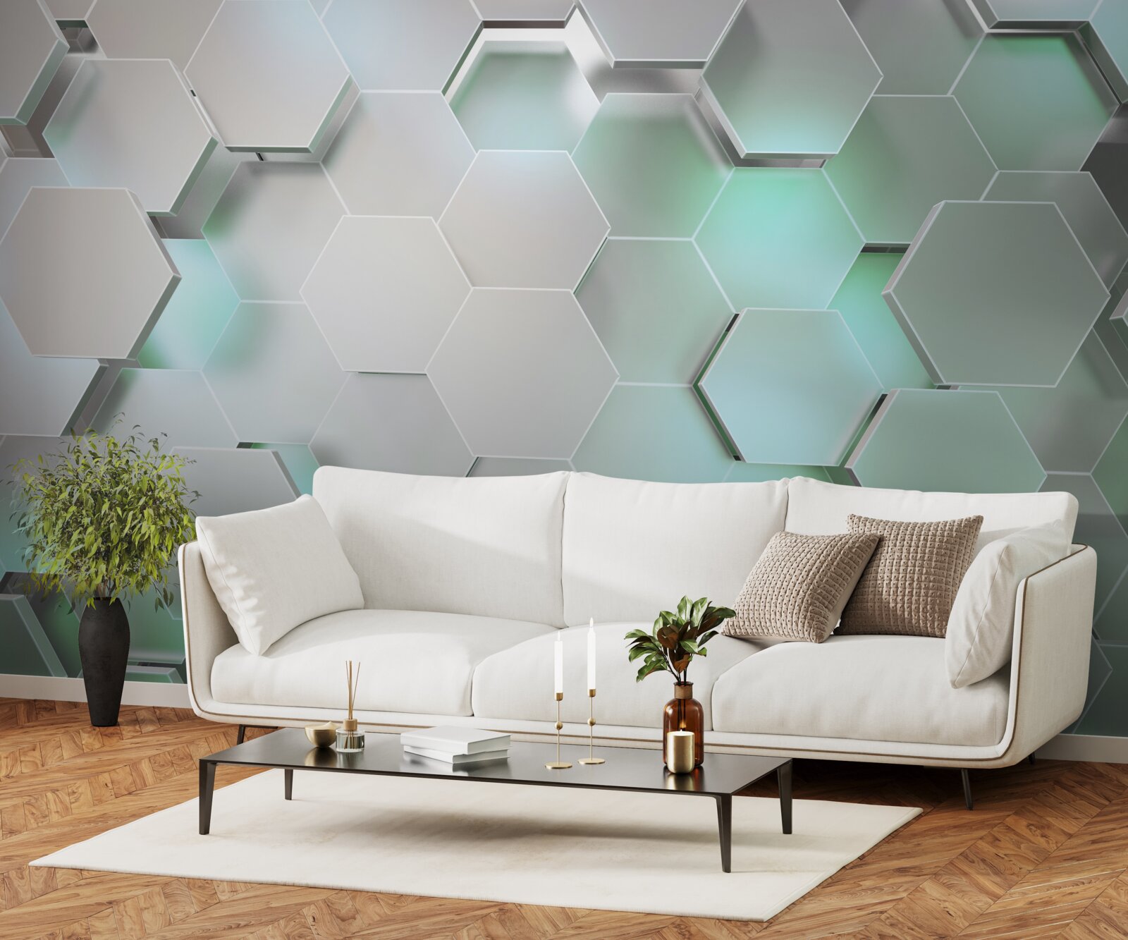 Fototapeta komórki sześciokątne z efektem świetlnym