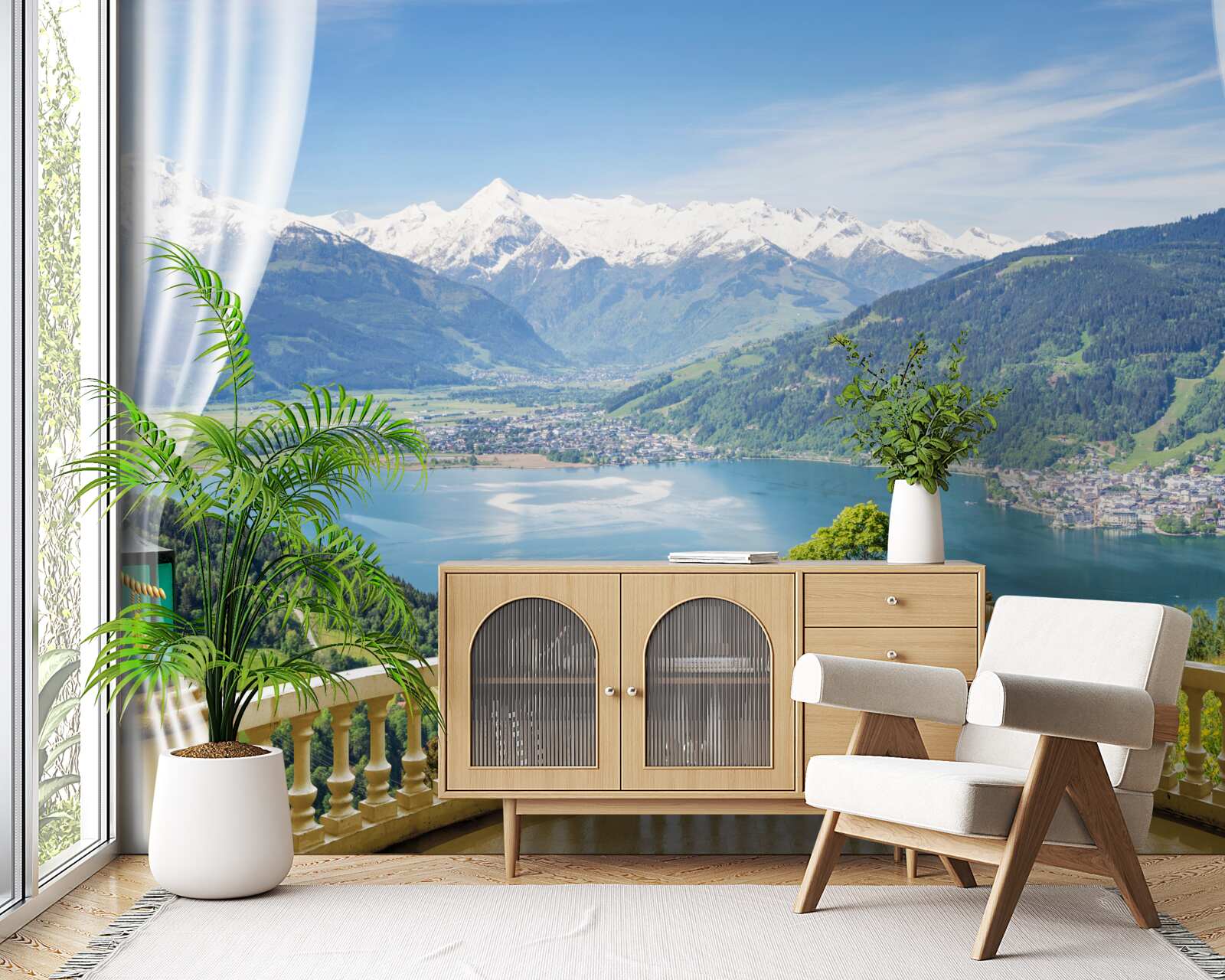 Fototapeta wygodny balkon ze wspaniałą panoramą