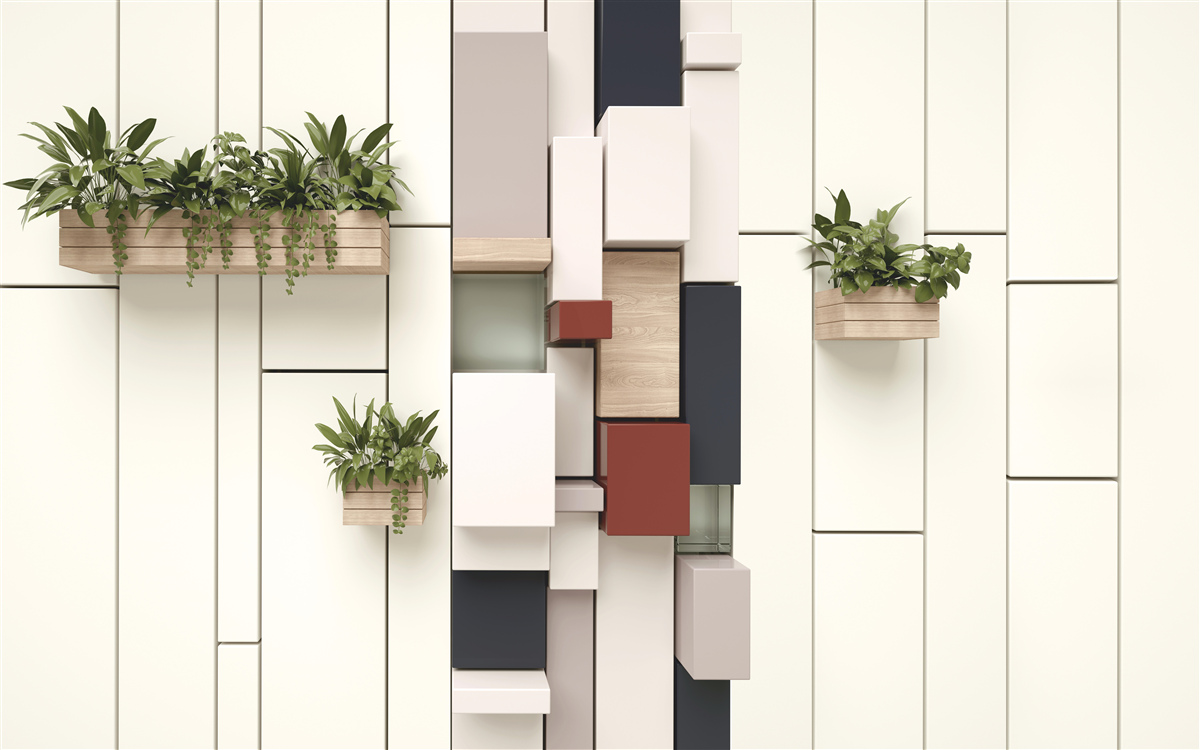 Fototapeta doniczki z zielonymi roślinami na ścianie