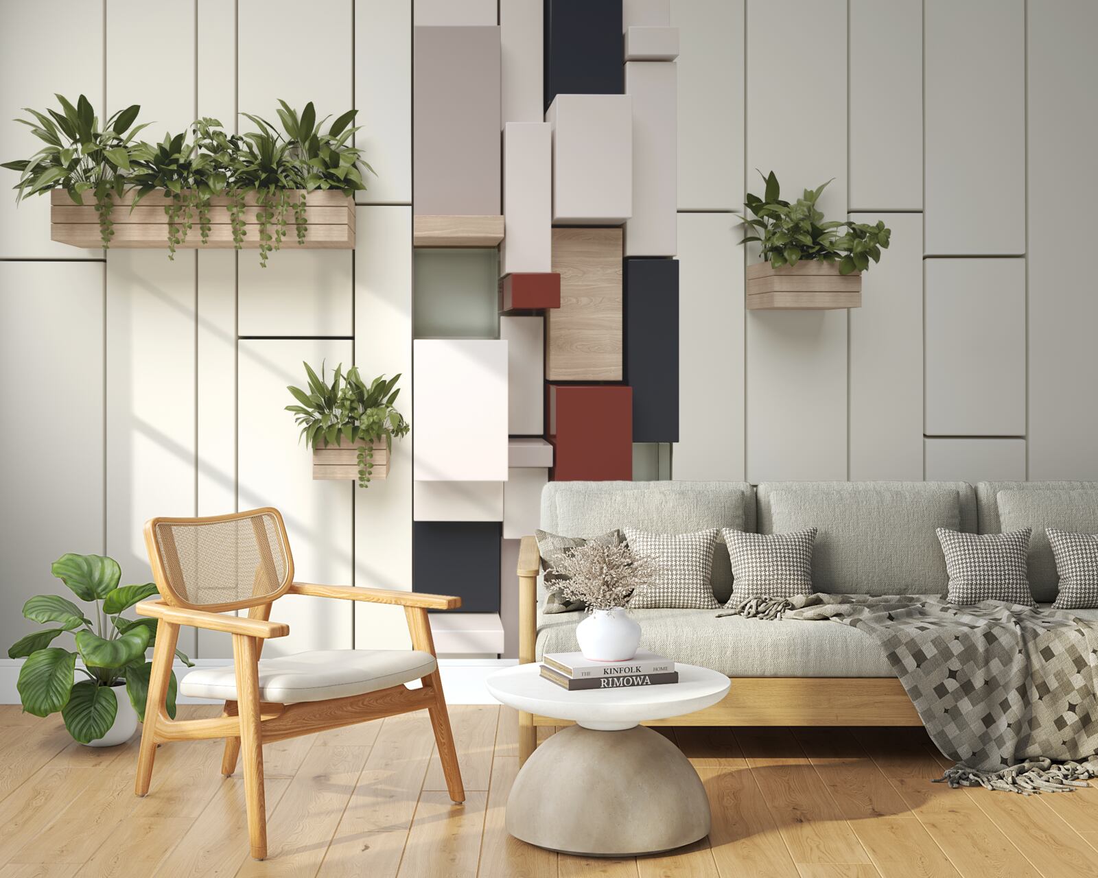 Fototapeta doniczki z zielonymi roślinami na ścianie