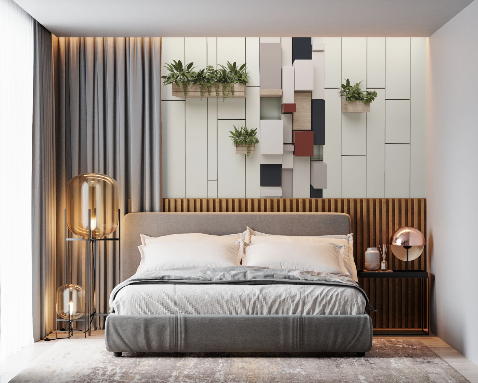 Fototapeta doniczki z zielonymi roślinami na ścianie