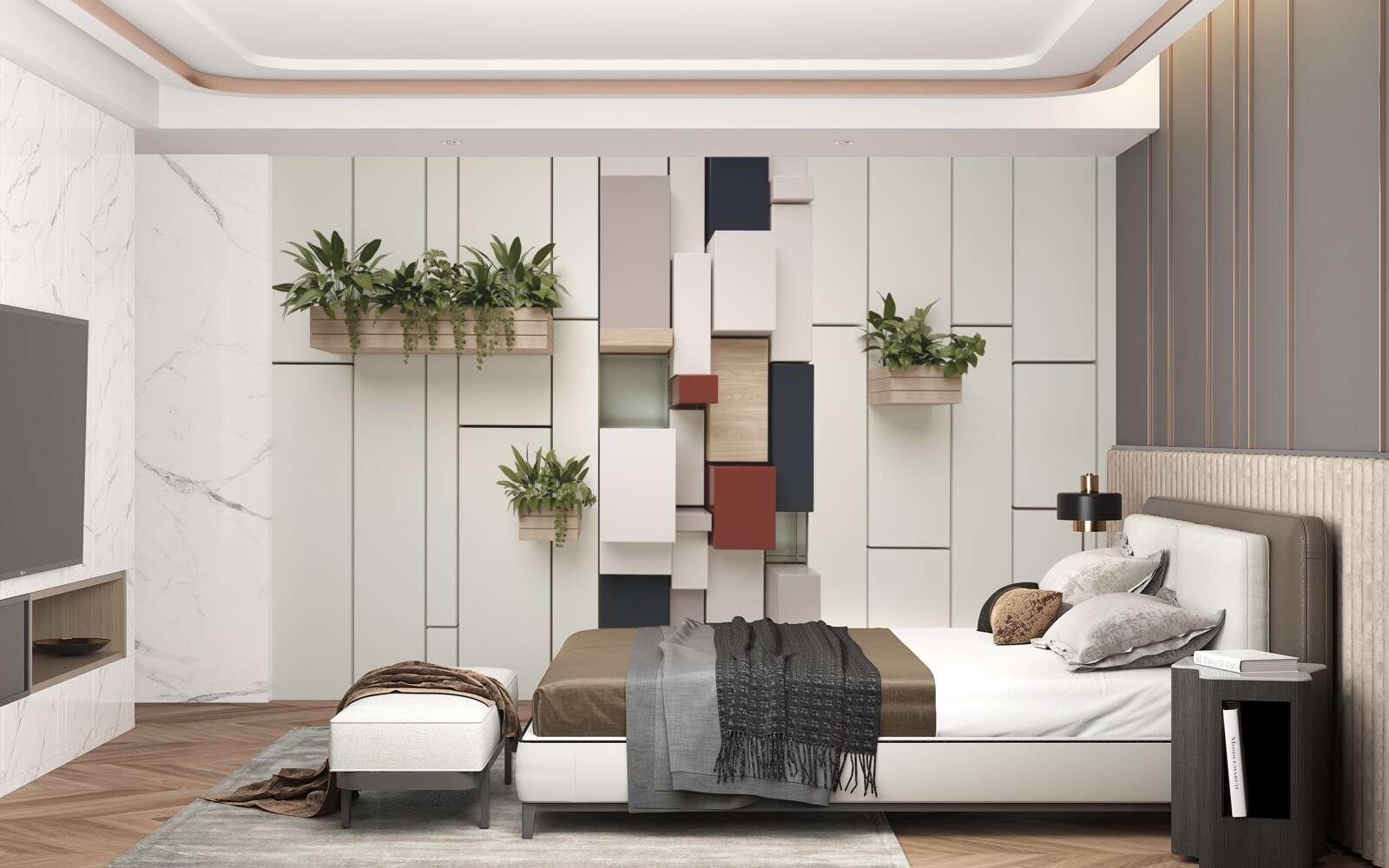 Fototapeta doniczki z zielonymi roślinami na ścianie