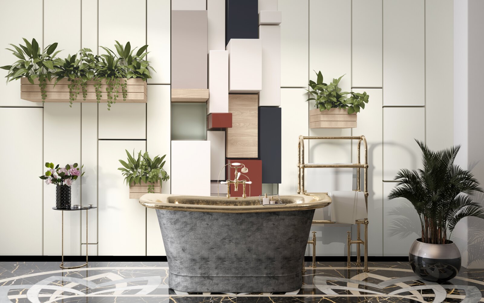 Fototapeta doniczki z zielonymi roślinami na ścianie