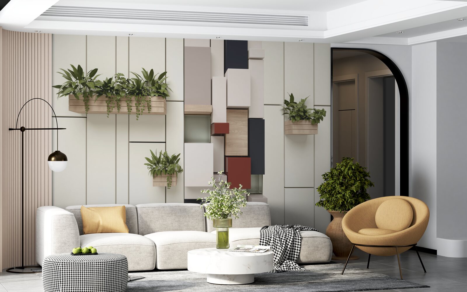 Fototapeta doniczki z zielonymi roślinami na ścianie