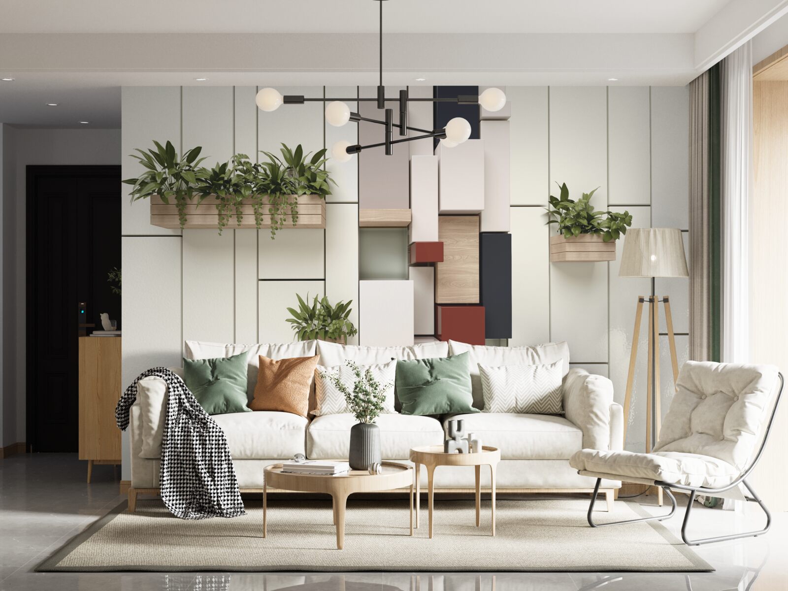 Fototapeta doniczki z zielonymi roślinami na ścianie