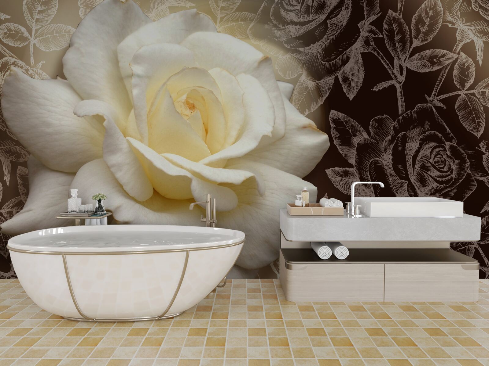 Fototapeta duża biała róża