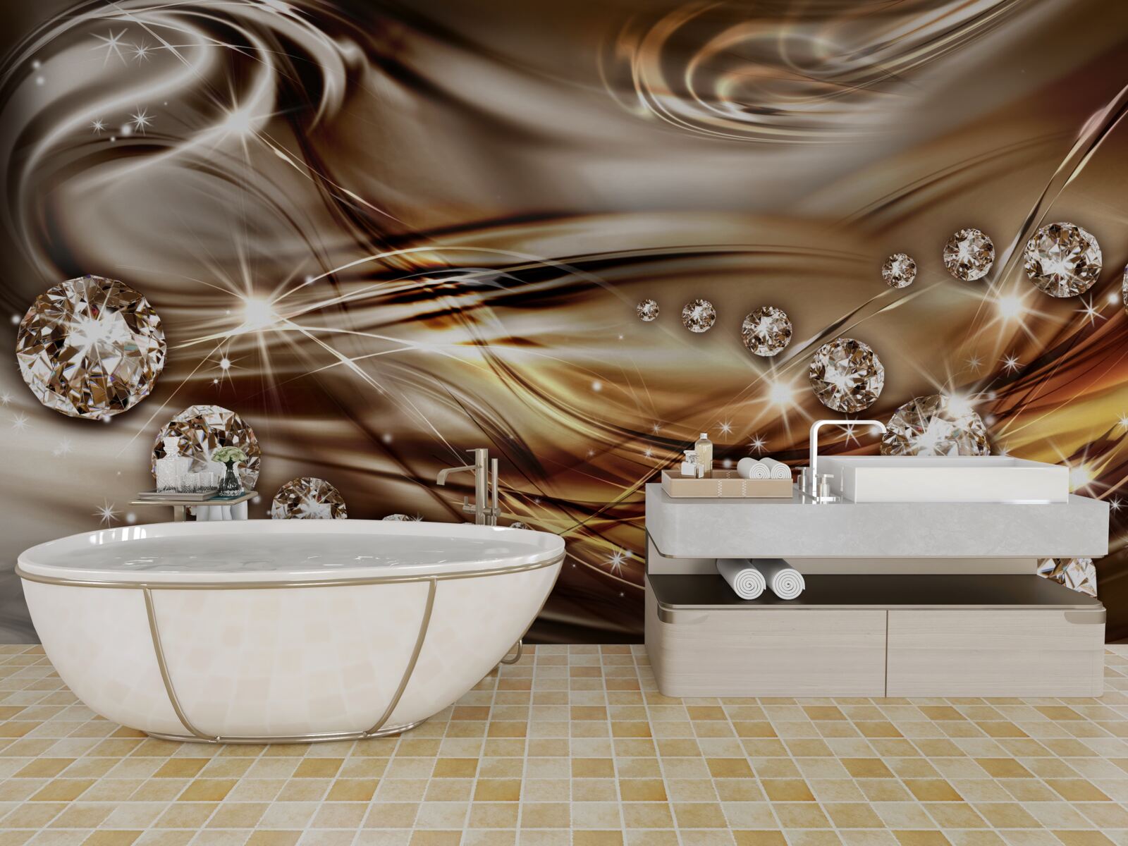 Fototapeta złota biżuteria i kamienie szlachetne