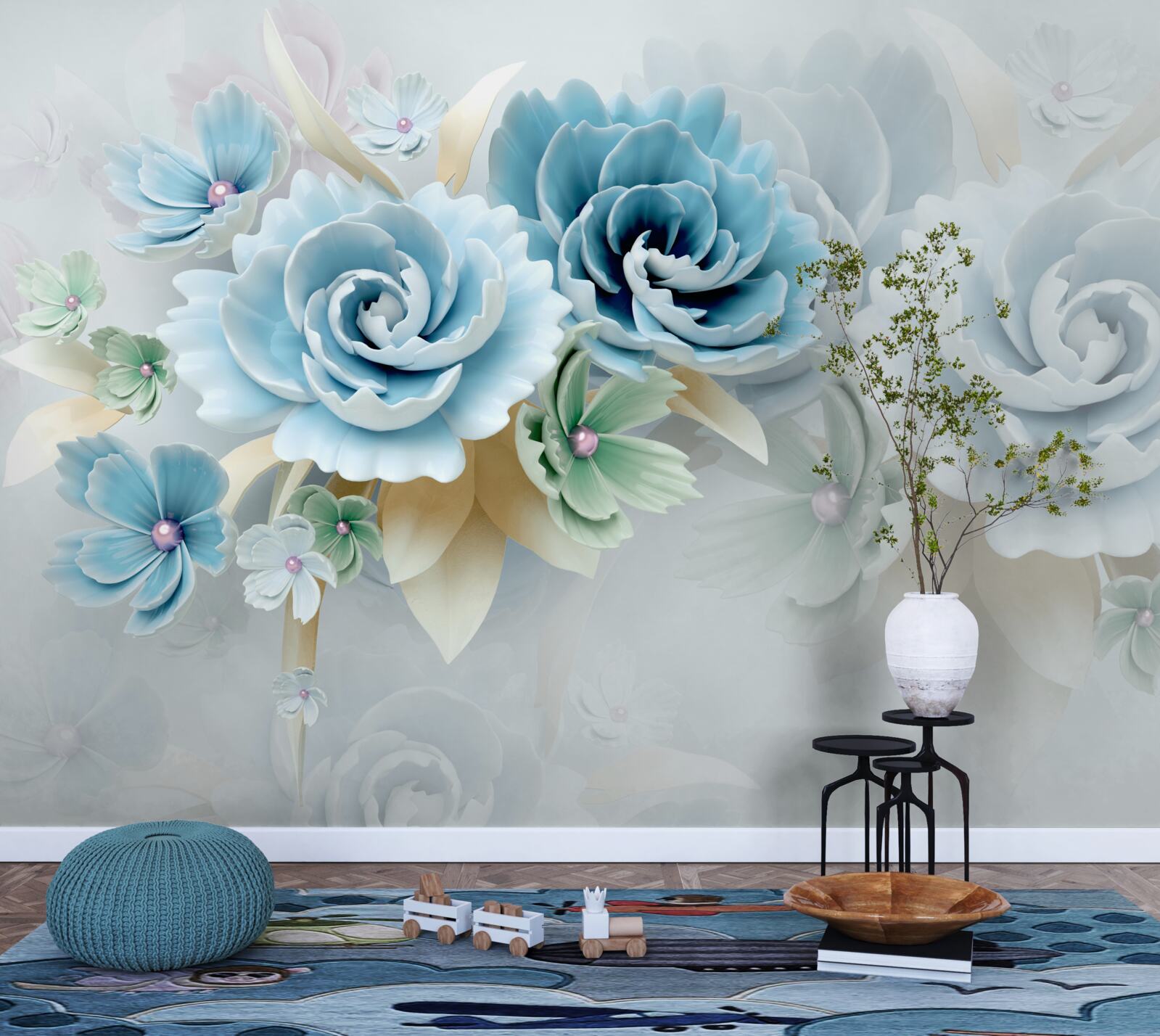 Fototapeta piękne róże o delikatnym niebieskim odcieniu