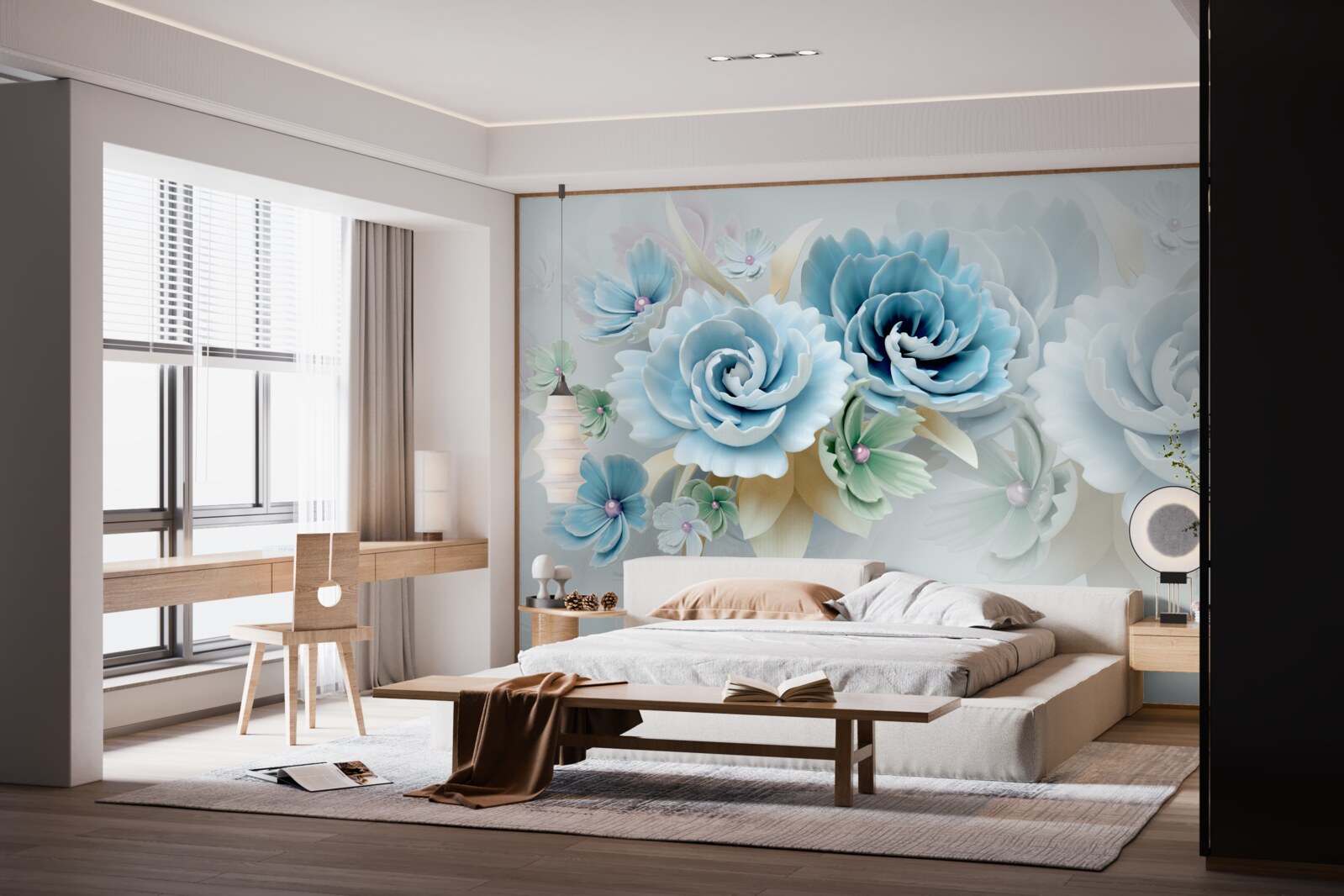 Fototapeta piękne róże o delikatnym niebieskim odcieniu