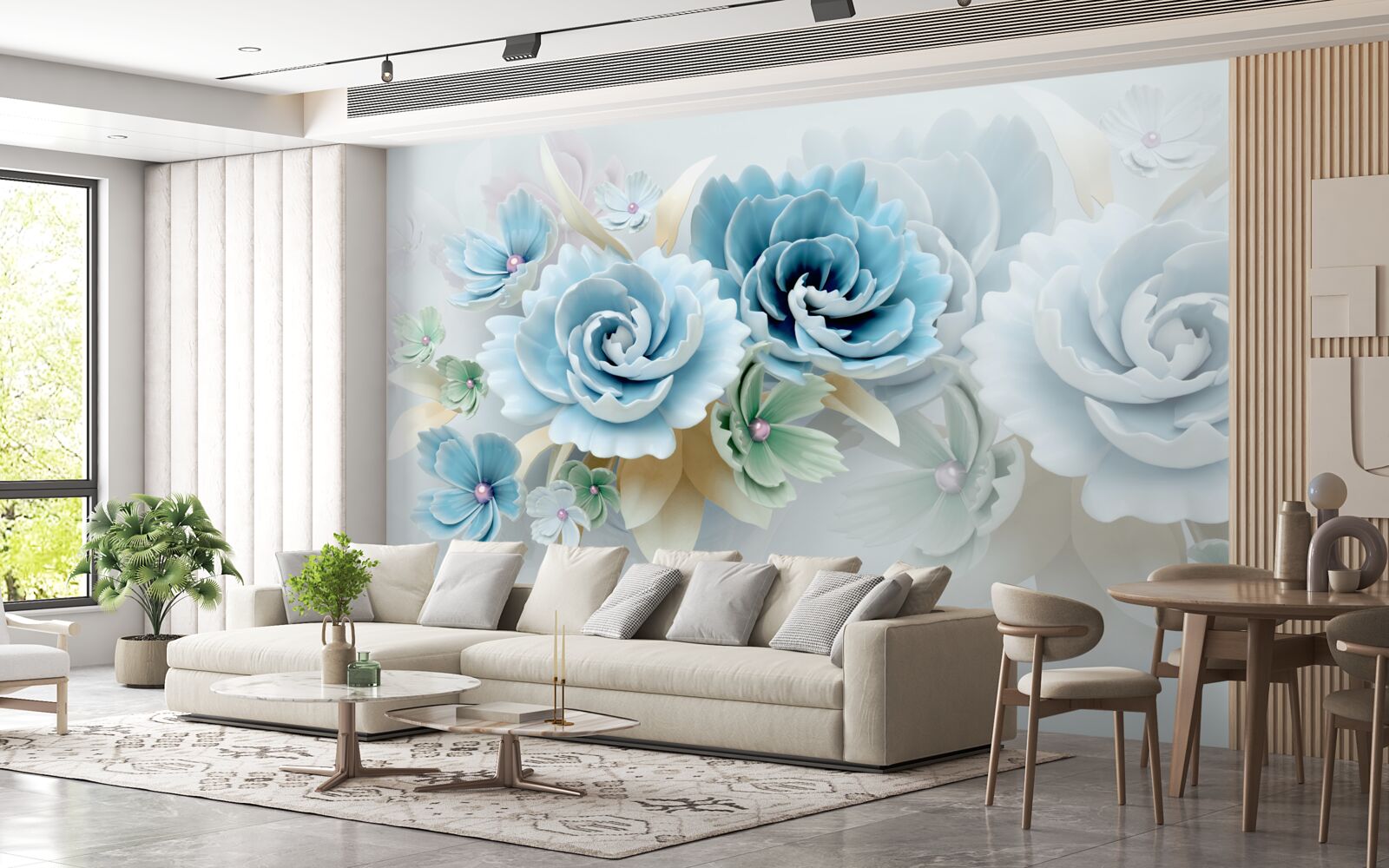 Fototapeta piękne róże o delikatnym niebieskim odcieniu