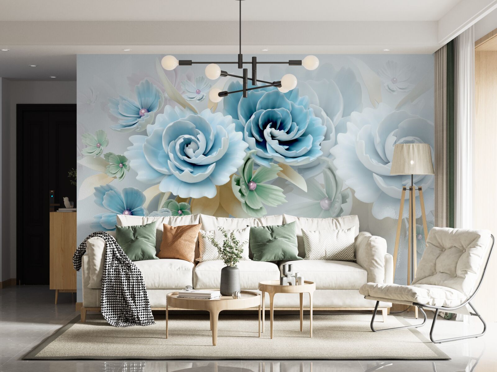 Fototapeta piękne róże o delikatnym niebieskim odcieniu