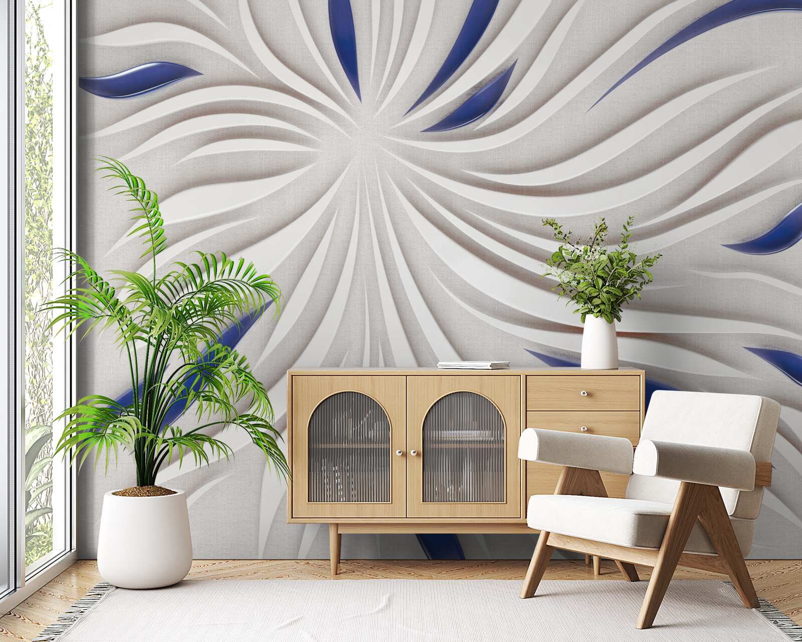 Fototapeta streszczenie niebieskie i białe linie