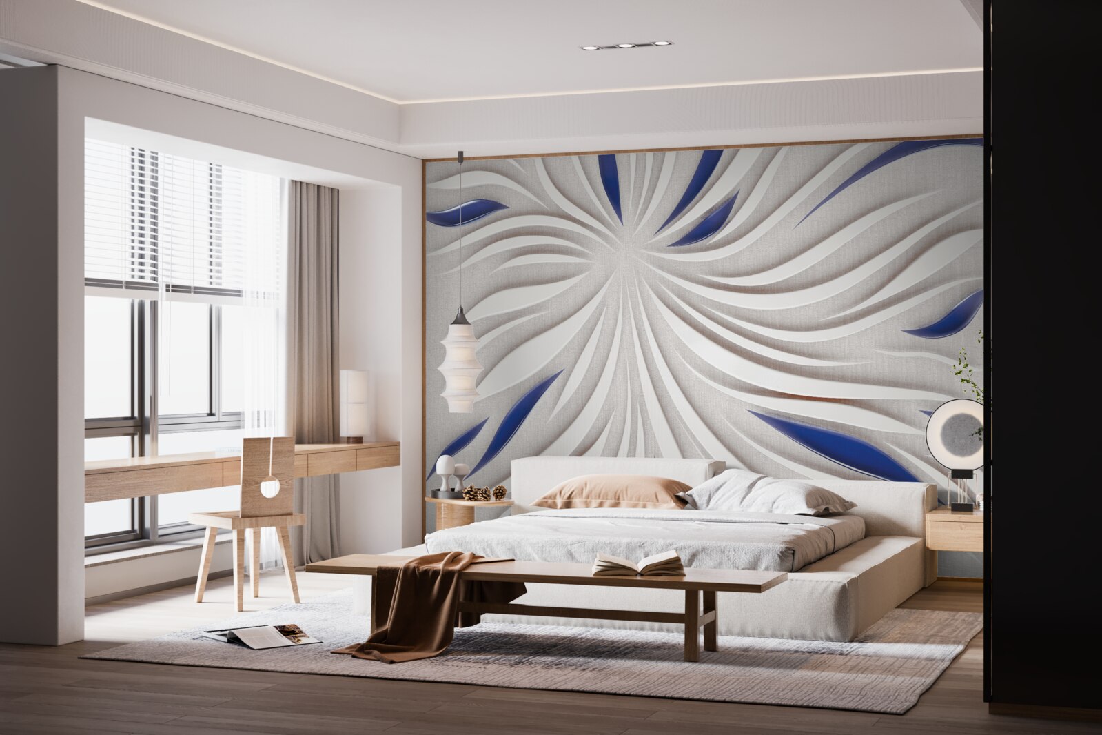 Fototapeta streszczenie niebieskie i białe linie