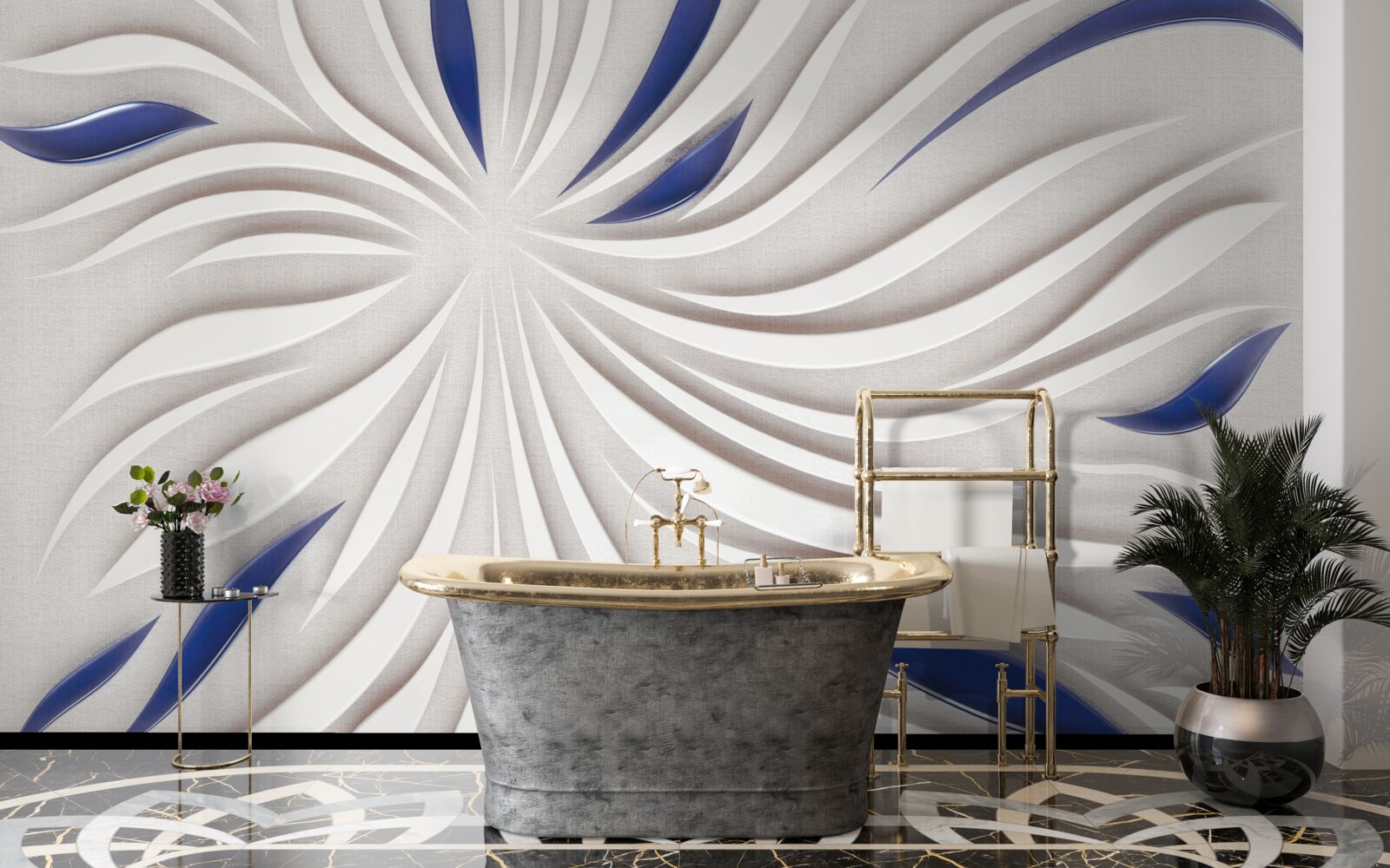 Fototapeta streszczenie niebieskie i białe linie