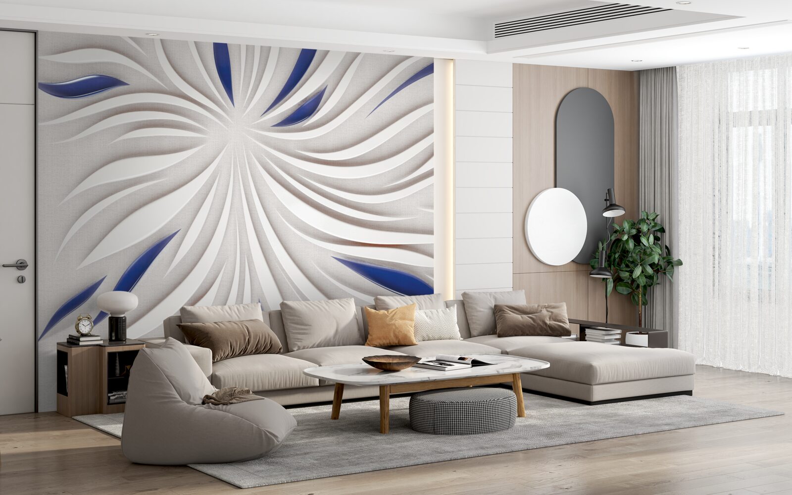 Fototapeta streszczenie niebieskie i białe linie