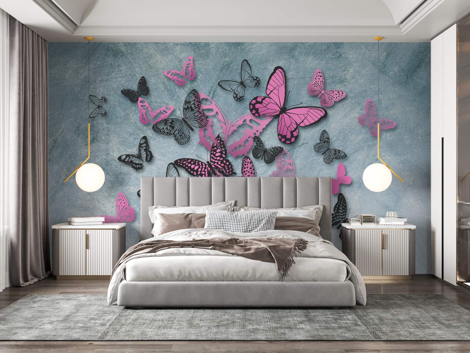 Fototapeta grupa różowych motyli