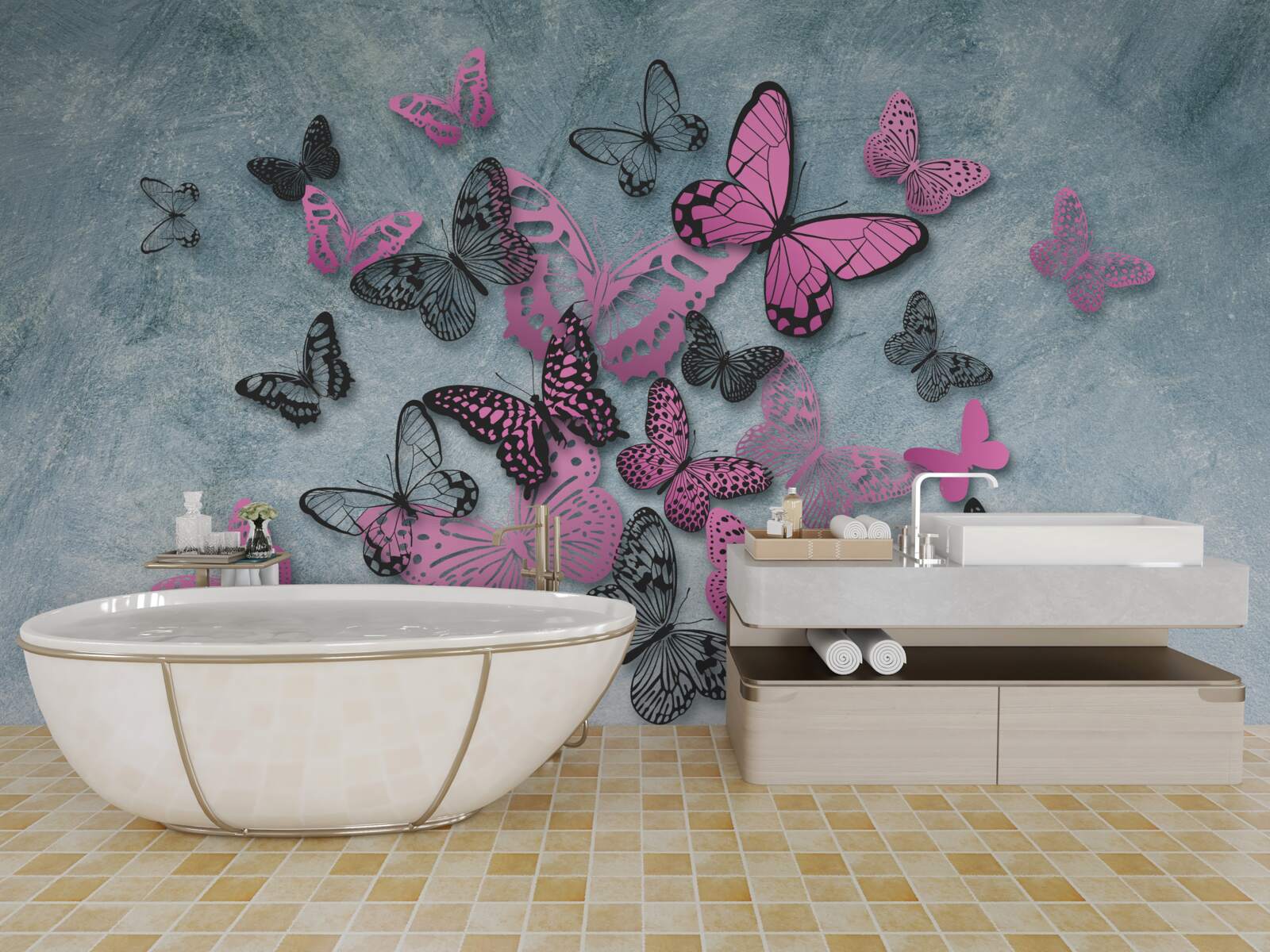 Fototapeta grupa różowych motyli