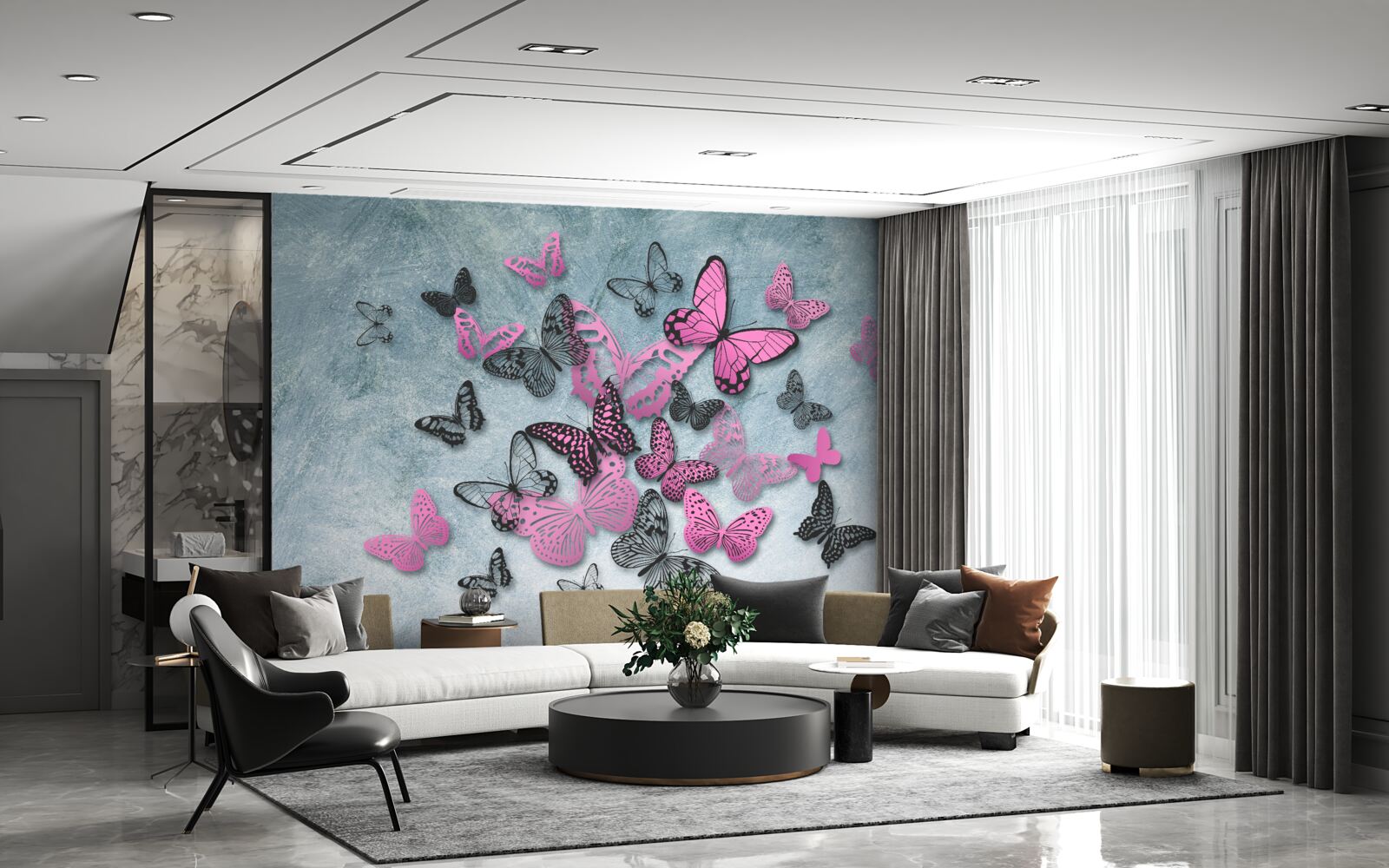 Fototapeta grupa różowych motyli